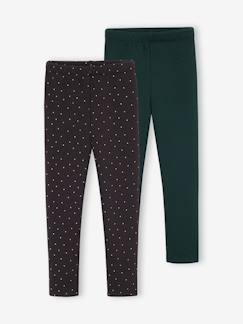 Meisje-Legging-Set van 2 leggings gevoerd met fleece mesh voor meisjes