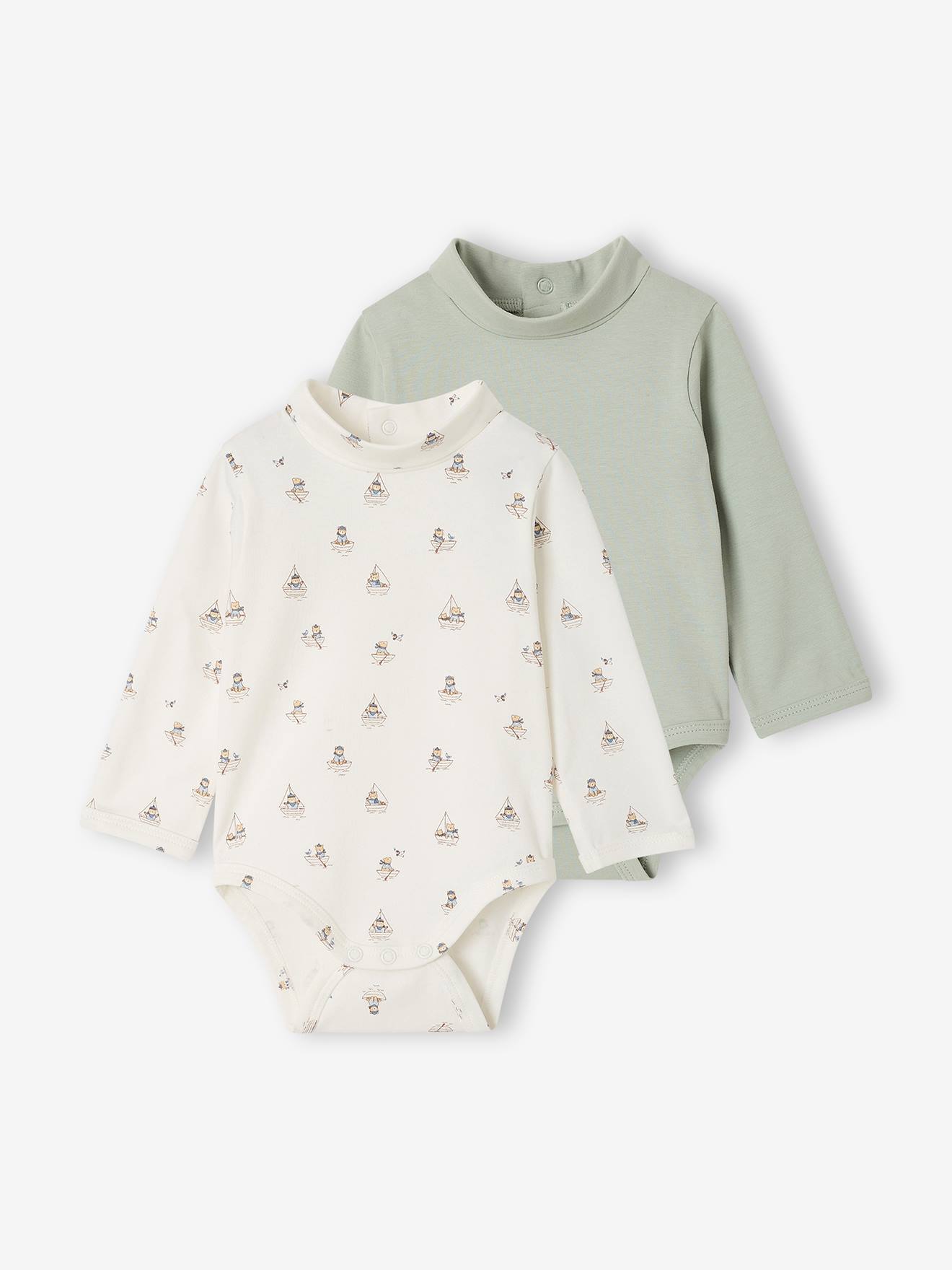 Set van 2 babybody's met col ecru
