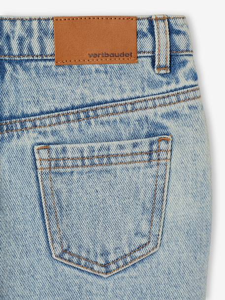 Mom meisjesjeans met bloemenborduurwerk blauw+lichtblauw+middenblauw - vertbaudet enfant 