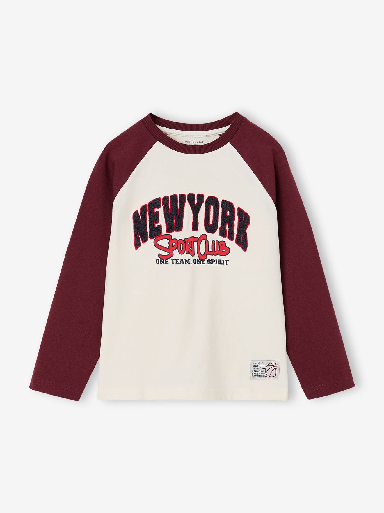 Jongensshirt met raglanmouwen bordeauxrood