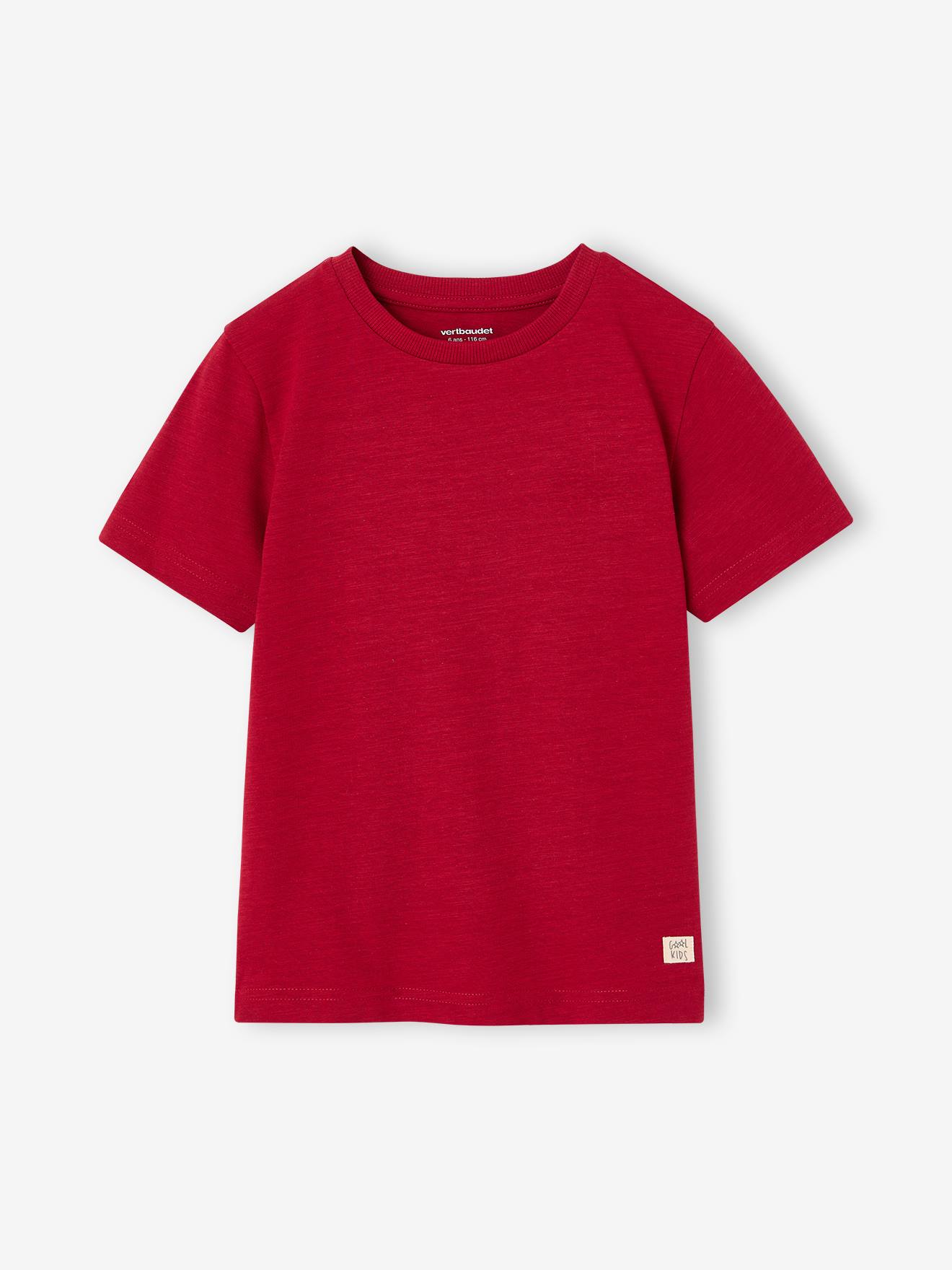 Personaliseerbare gekleurd jongensshirt met korte mouwen rood