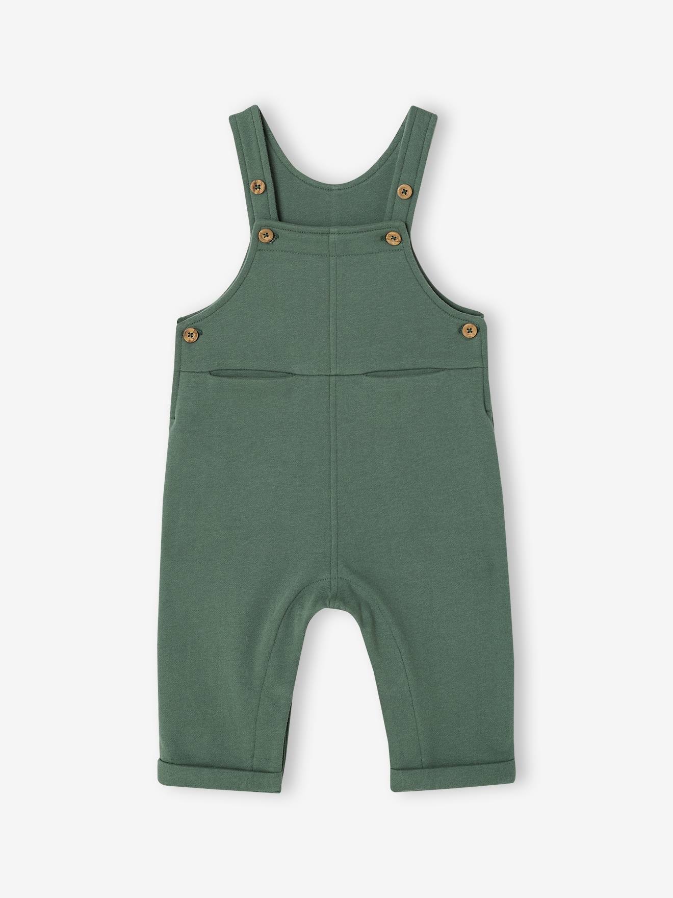 Babysalopette van molton donkergroen