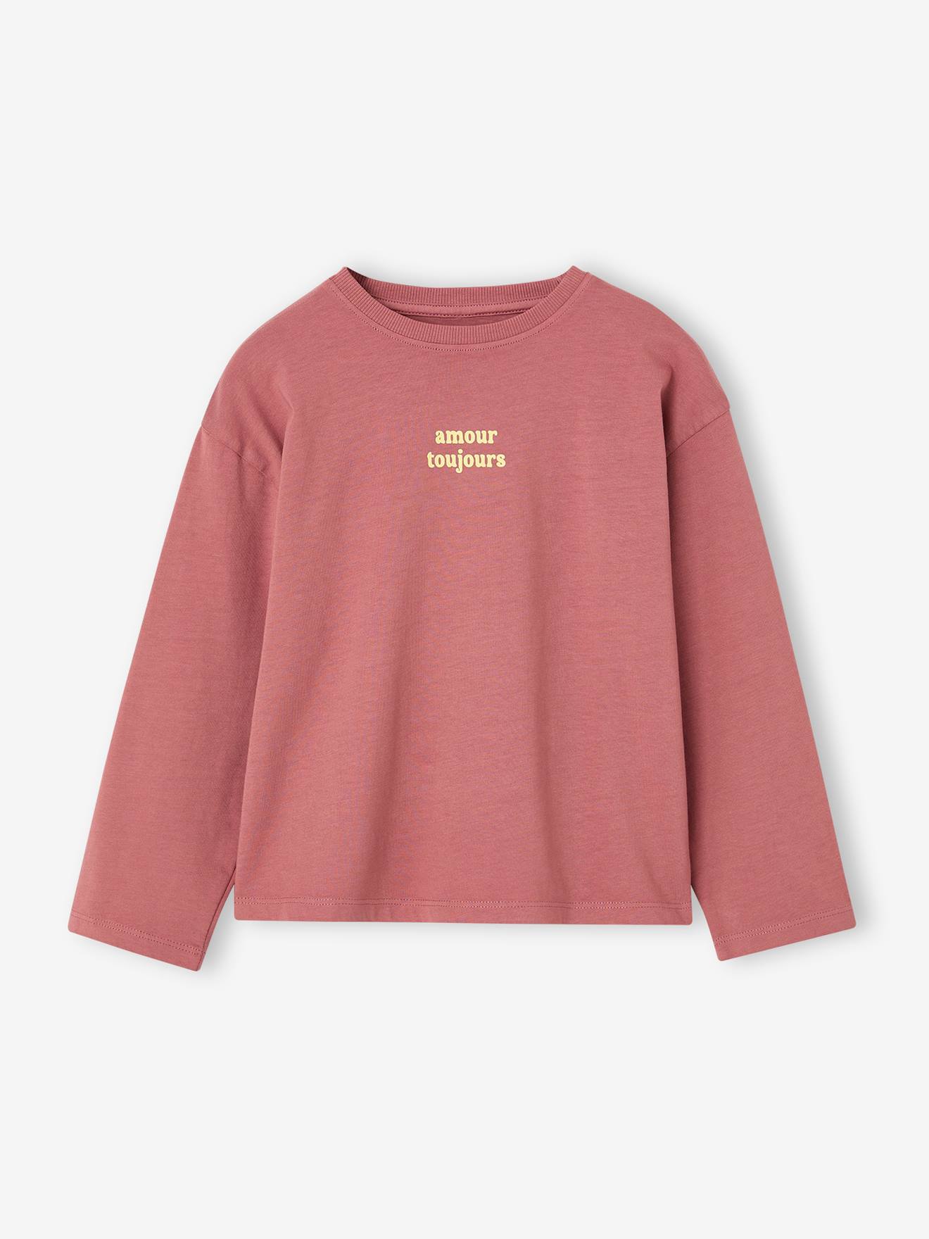 Meisjesshirt met lange mouwen oudroze