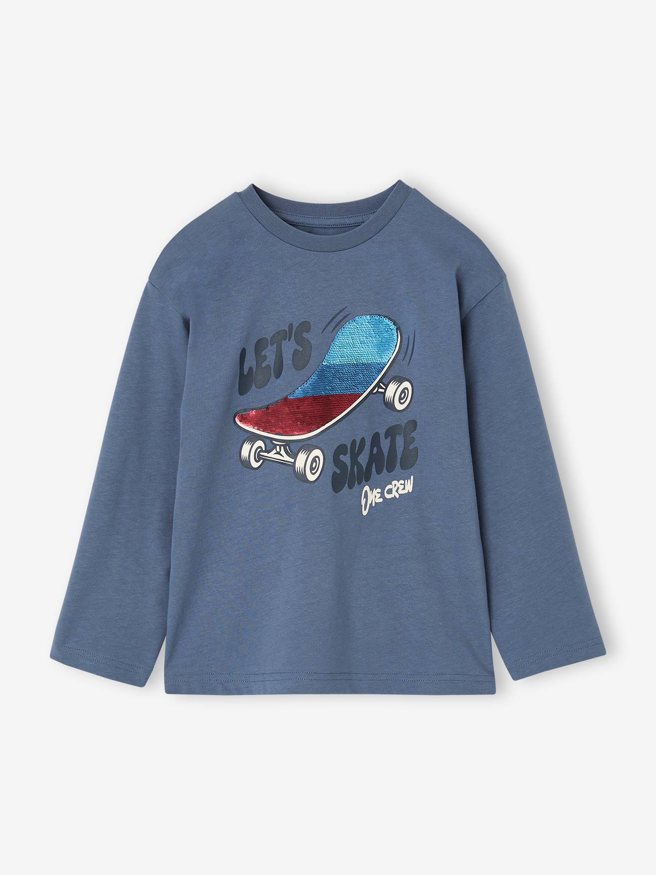 Jongensshirt met pailletten middenblauw