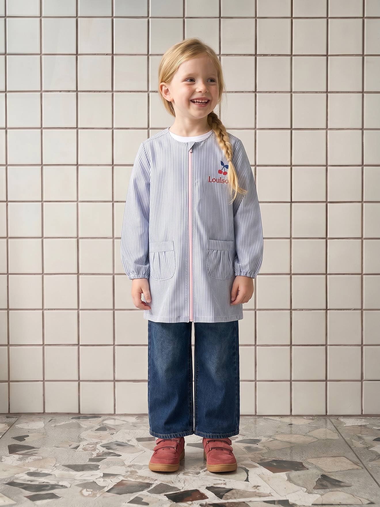 Personaliseerbare meisjesschort blauw