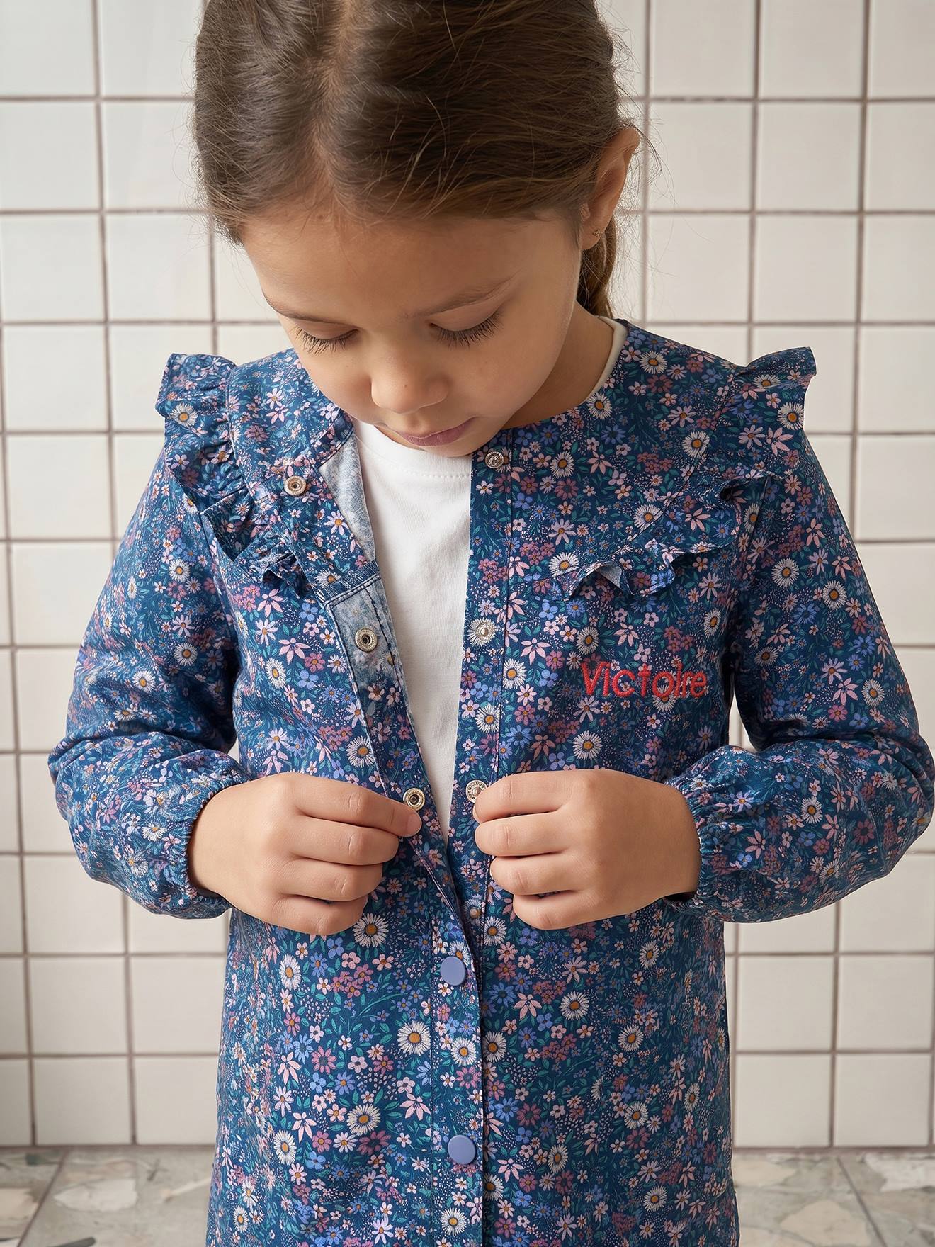 Personaliseerbare meisjesschort donkerblauw