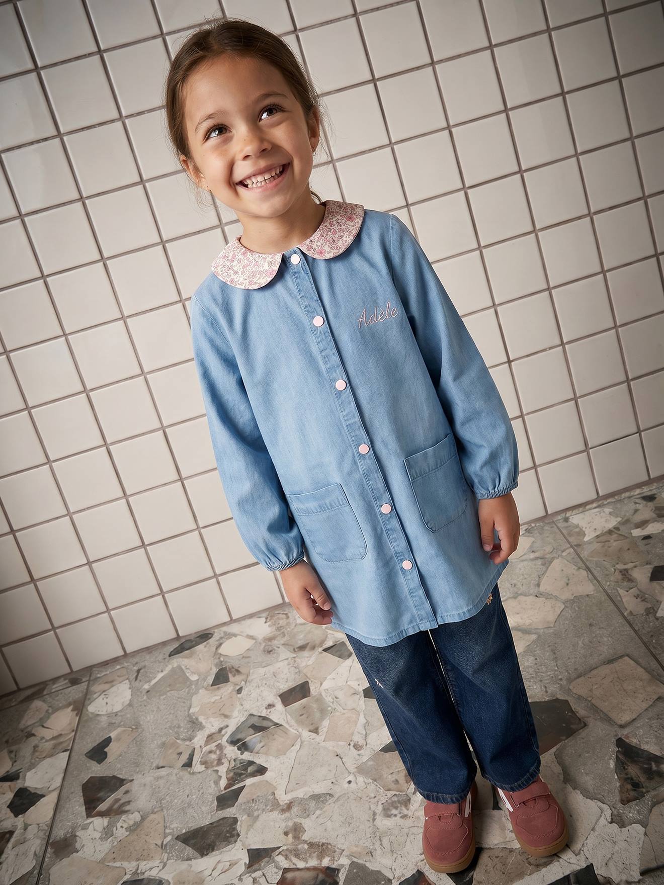Personaliseerbare meisjesschort jeansblauw