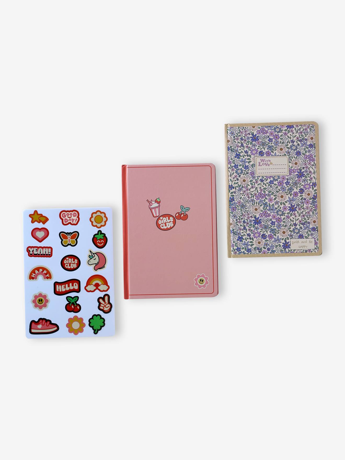 Set van 2 schriftjes met stickers lichtroze