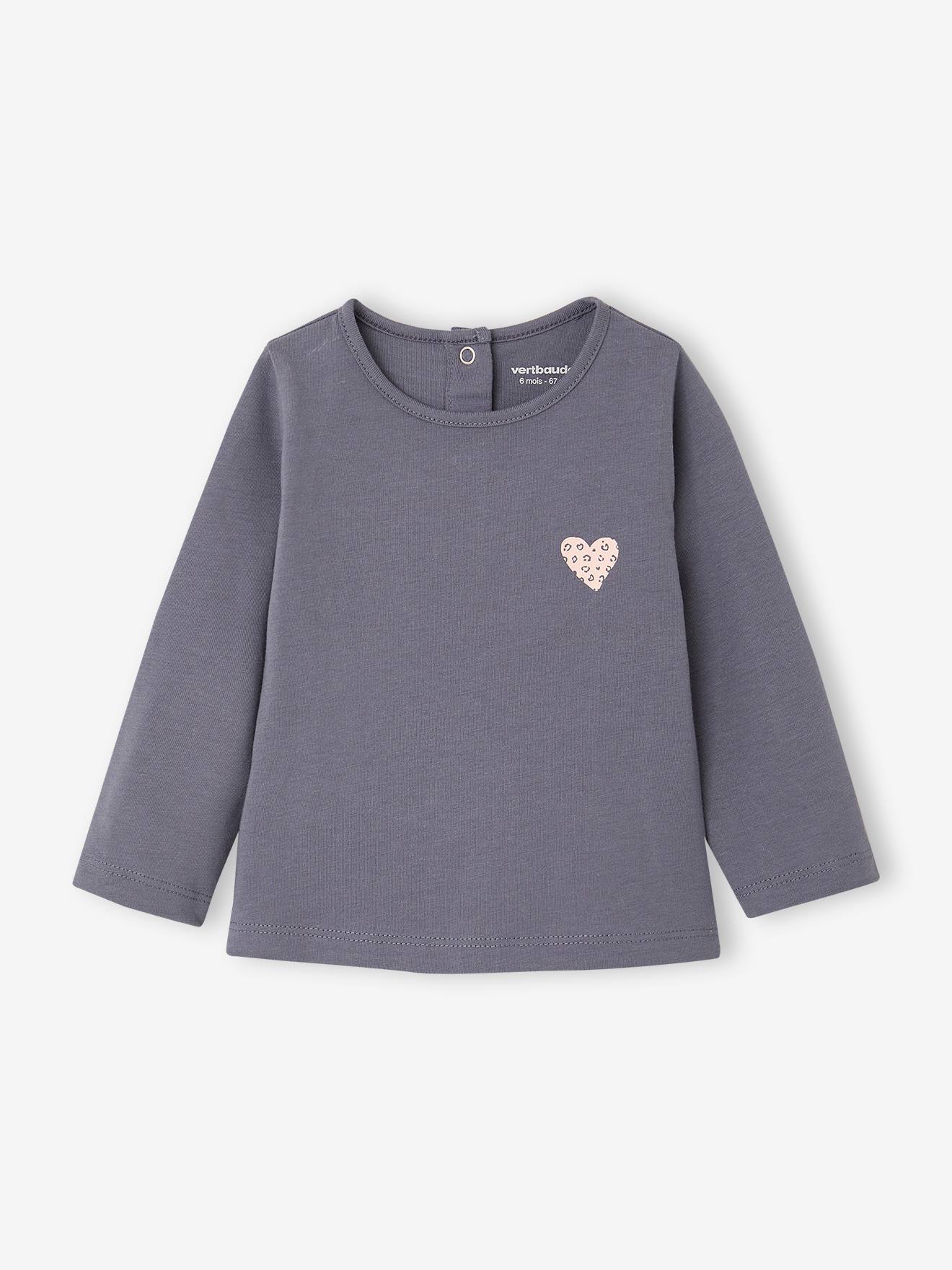 Babyshirt met lange mouwen en hart grijsblauw