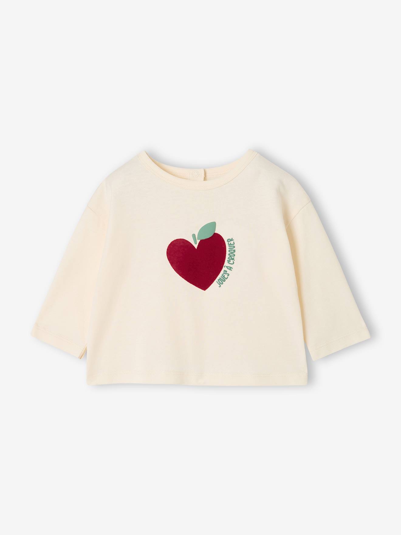Baby T-shirt met lange mouwen en hart ecru