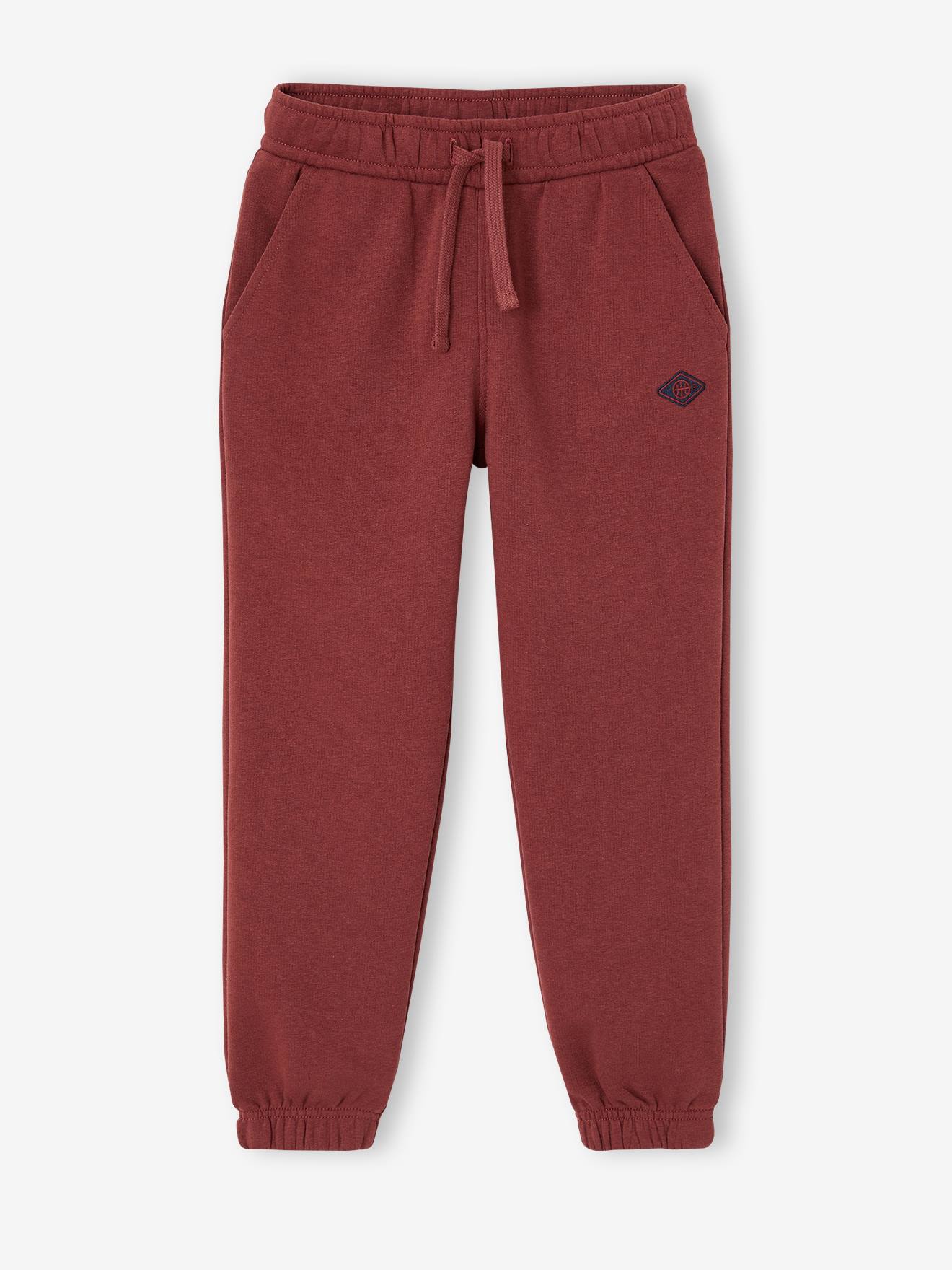 Basic joggingbroek jongen bordeauxrood