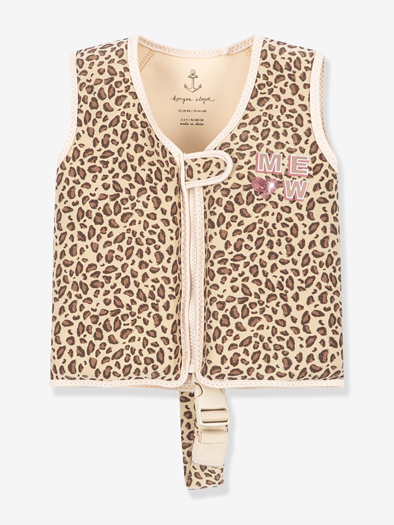 Zwemvest Kitty Leopard bruin, bedrukt