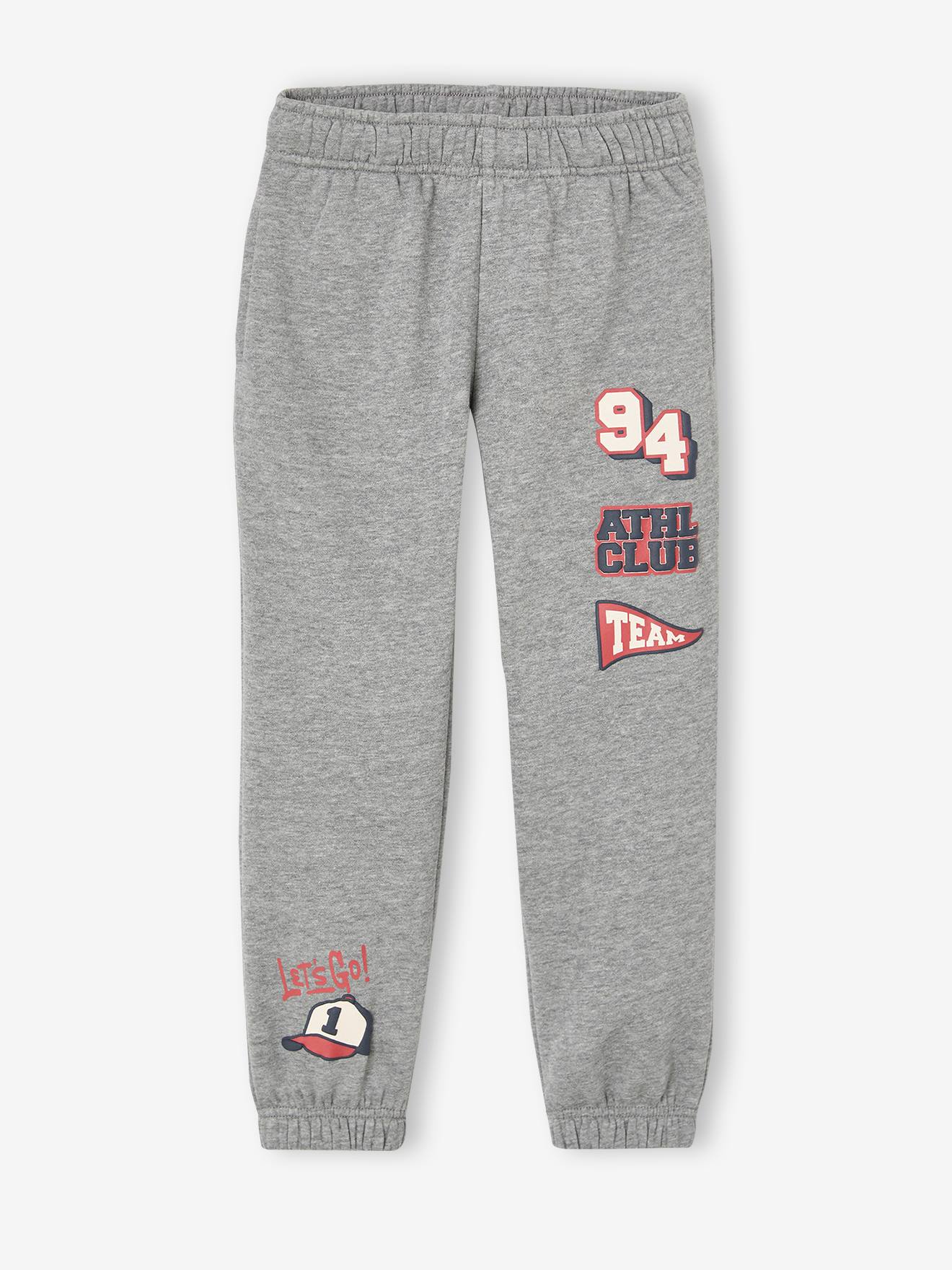 Joggingbroek jongen met print gemêleerd grijs