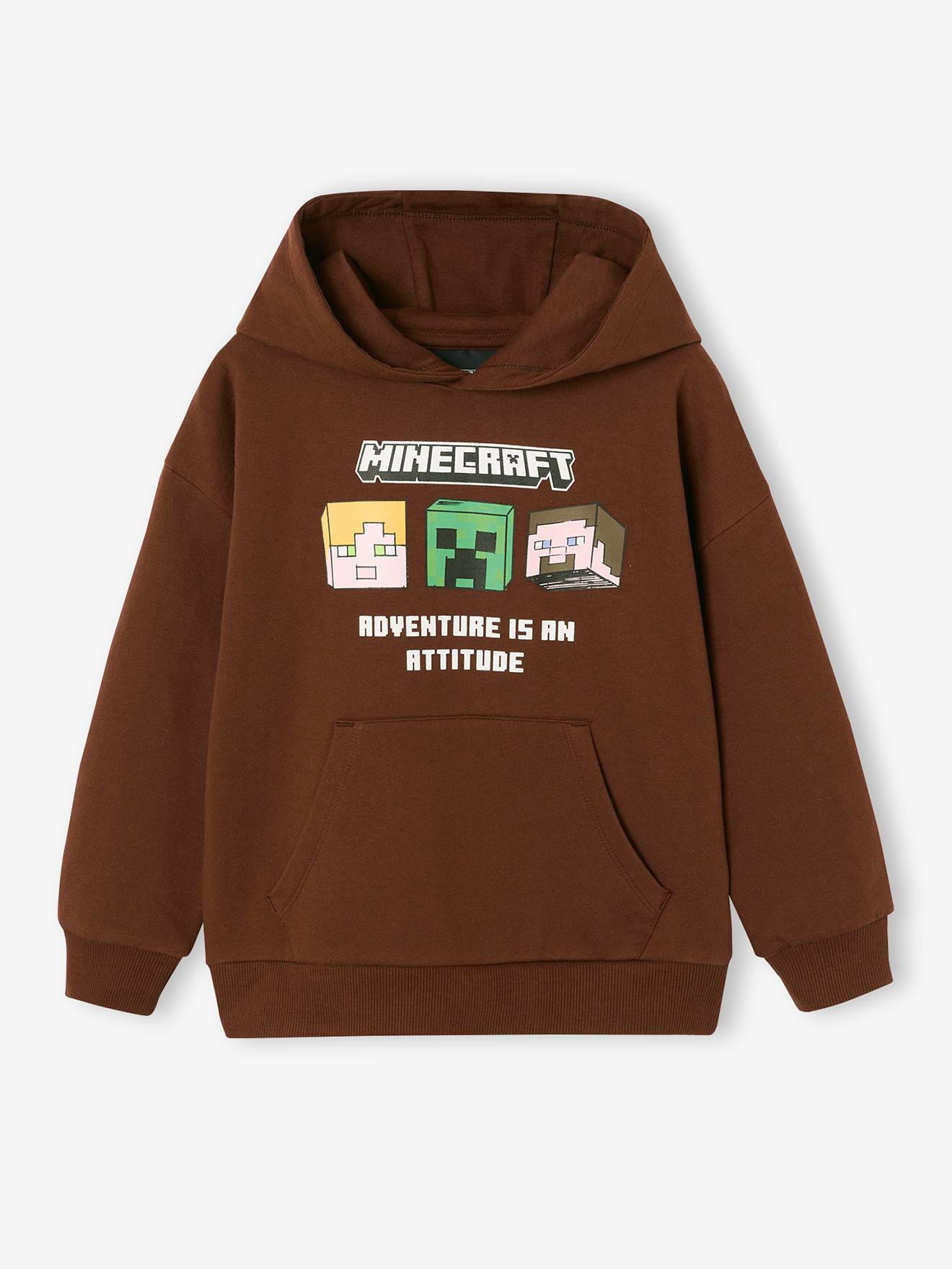 Minecraft hoodie voor jongens chocoladebruin