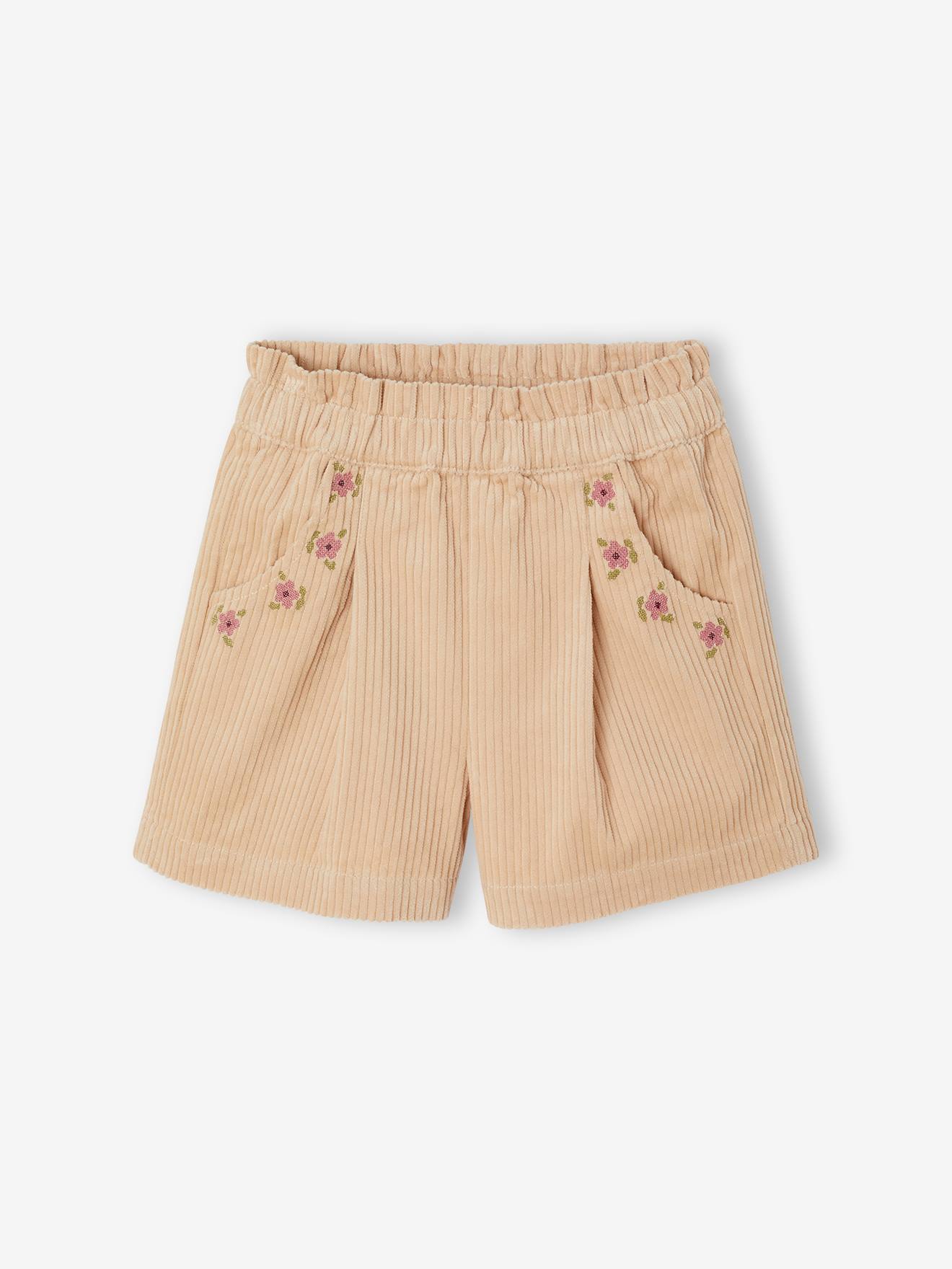 Velours short met paperbag taille vanille