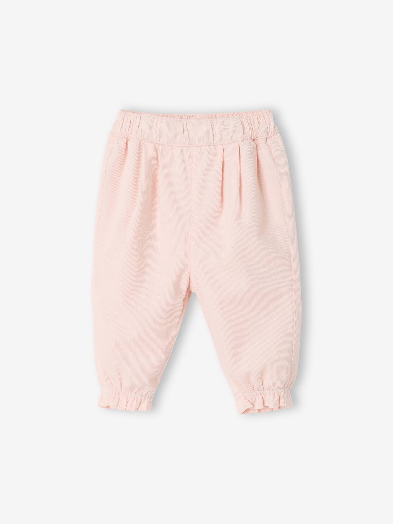 Babypantalon van velours lichtroze