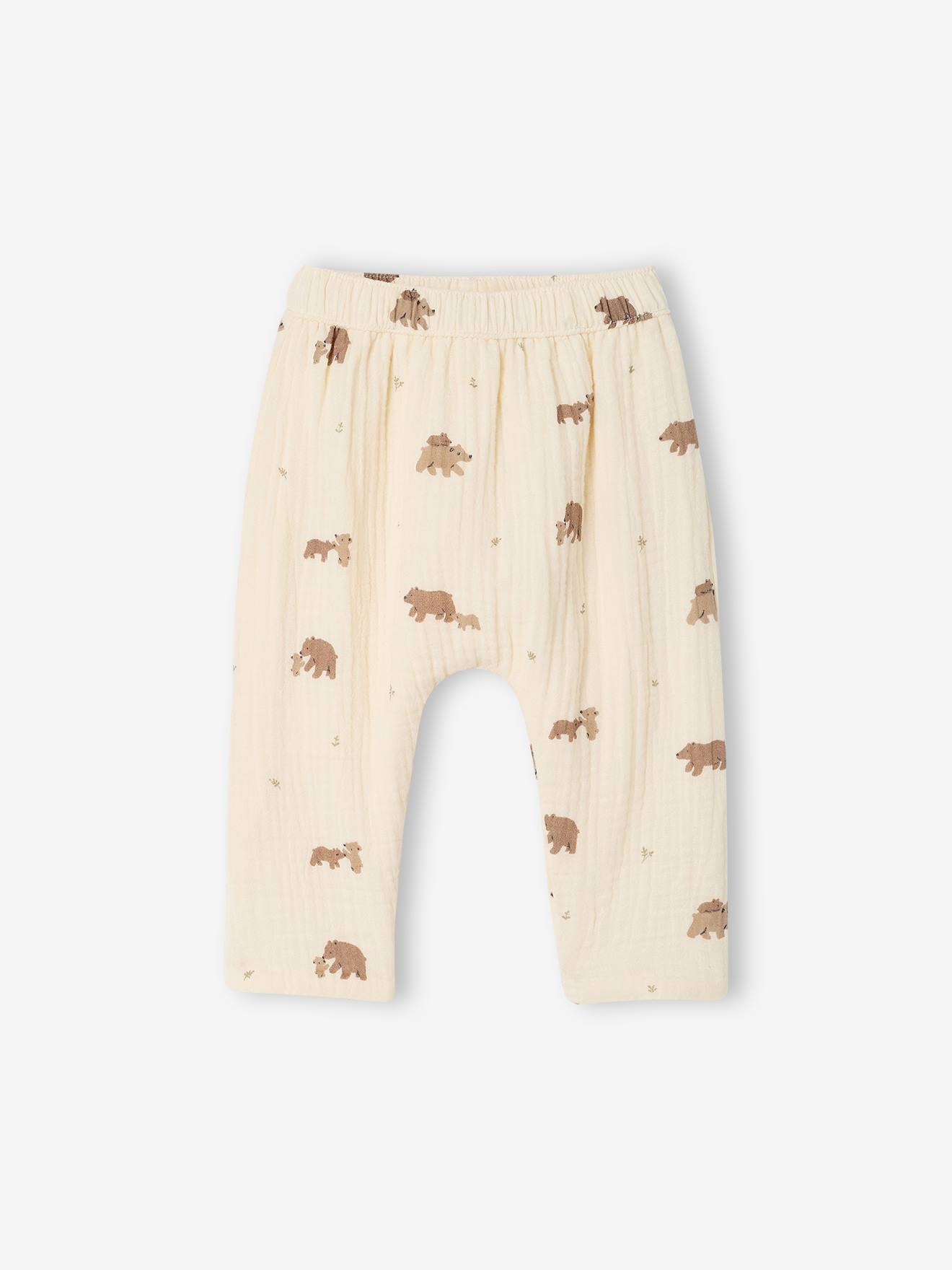Babybroek van mousseline ecru