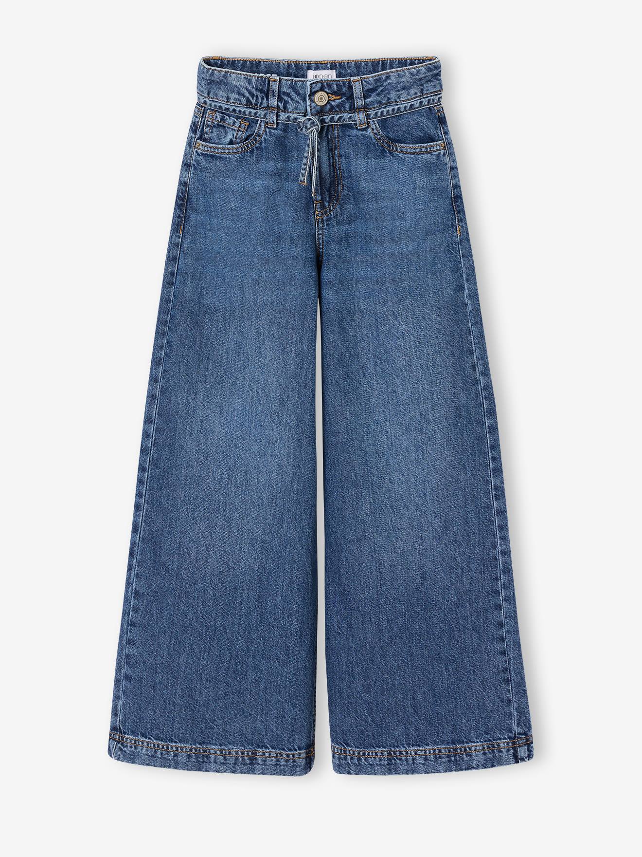 Meisjesjeans met wijde pijpen middenblauw