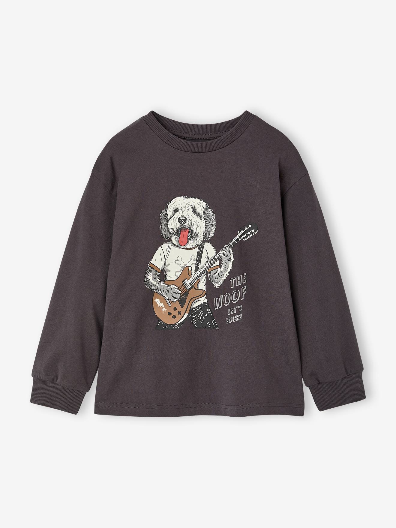 Jongensshirt met lange mouwen en print leigrijs