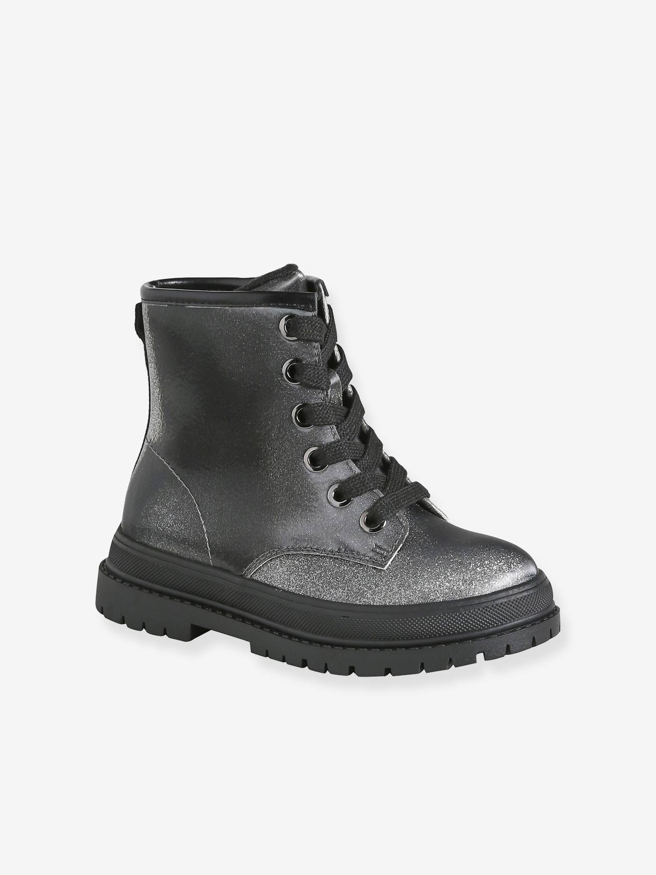 Meisjesboots met veters en rits zilver