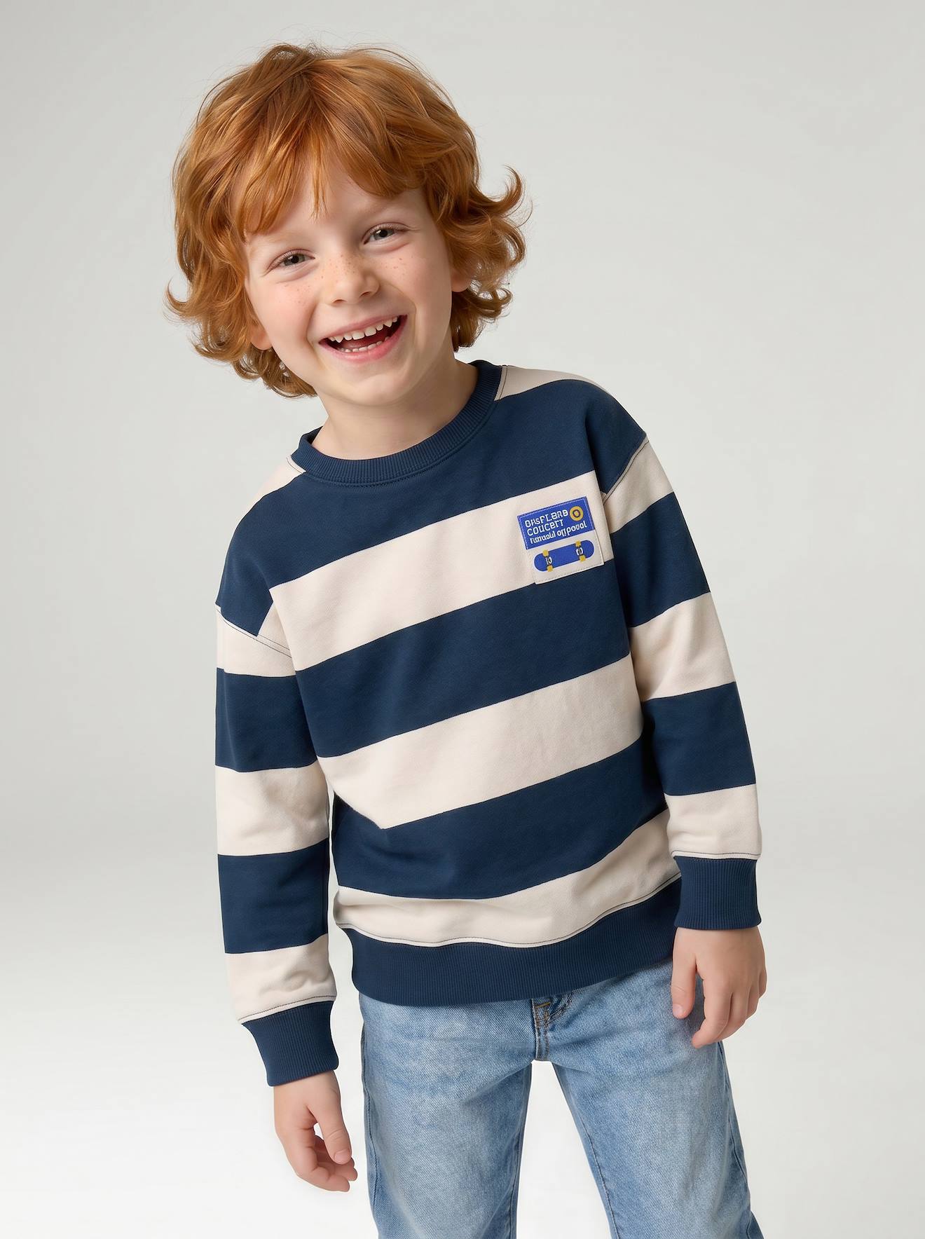 Jongenssweater met ronde hals marineblauw