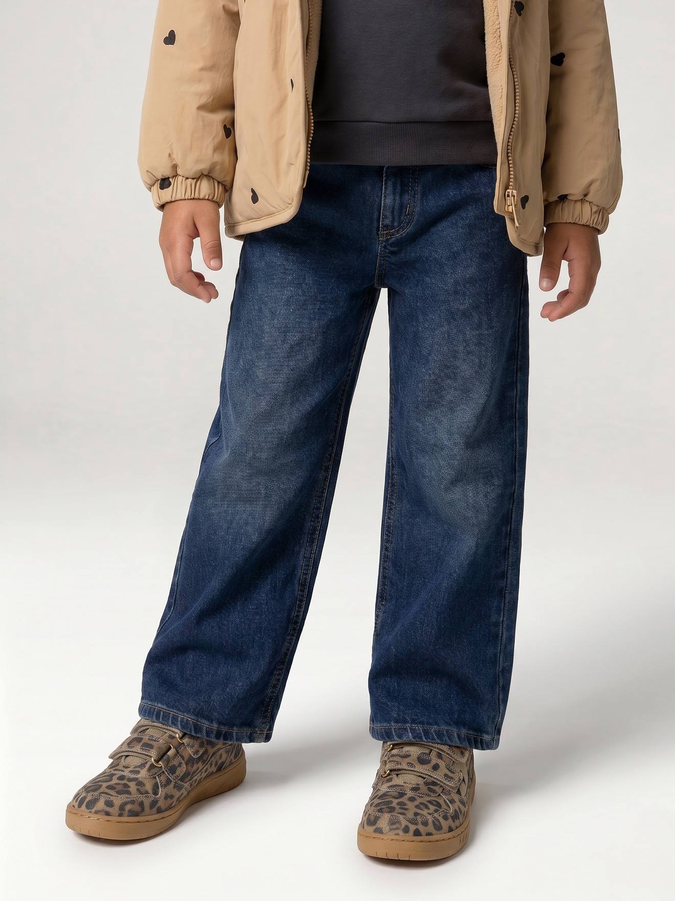 Wijde meisjesjeans blauw