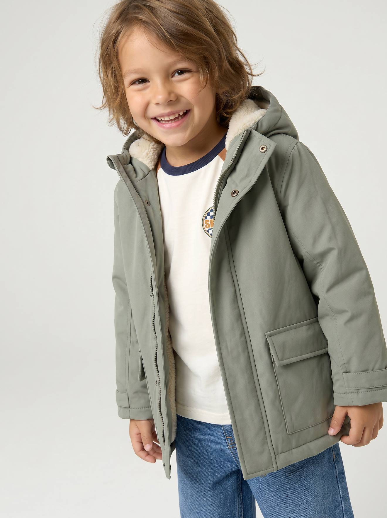 3-in-1-parka voor baby met afneembaar vest korstmos
