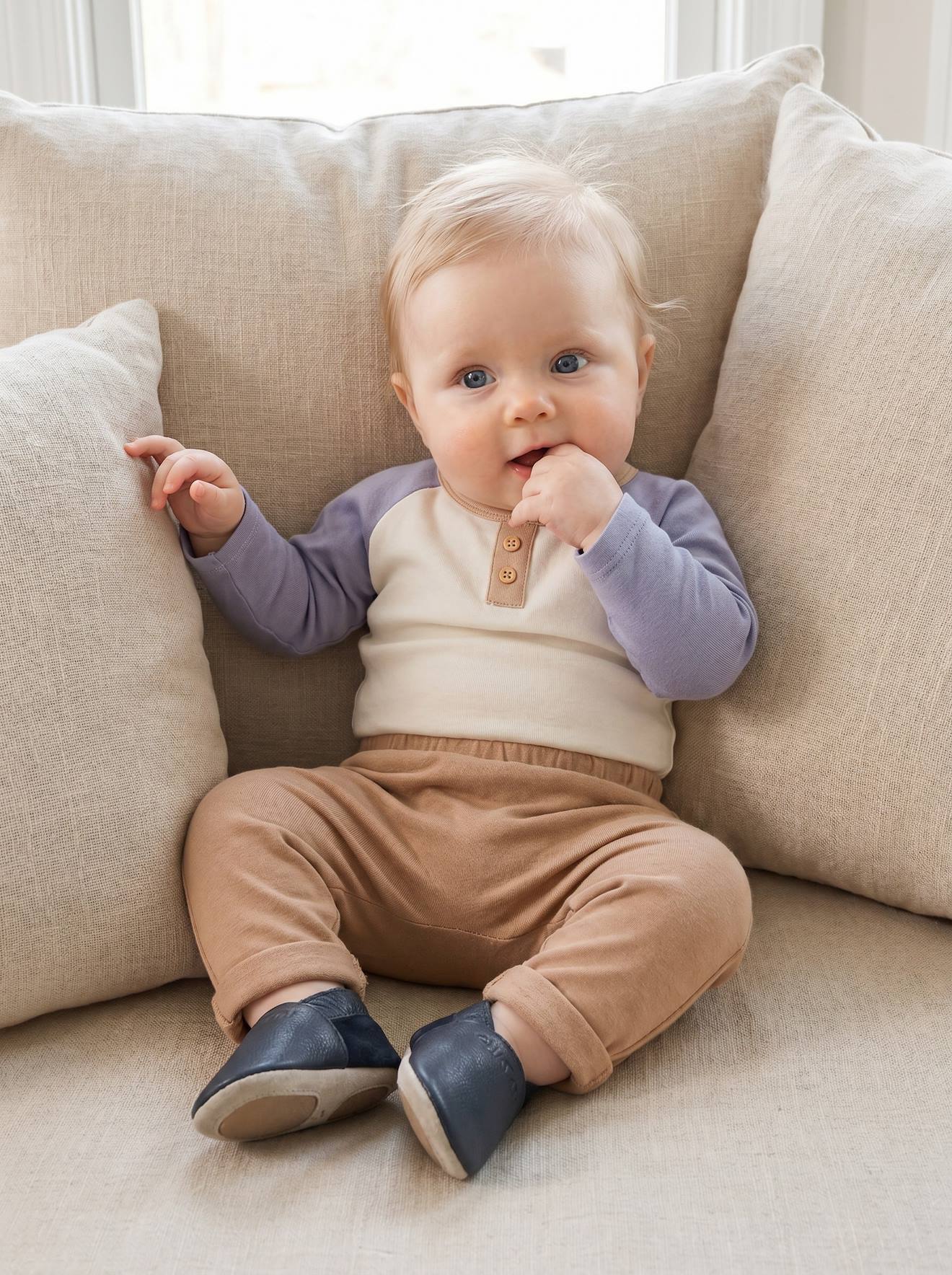 Molton babybroek kameel