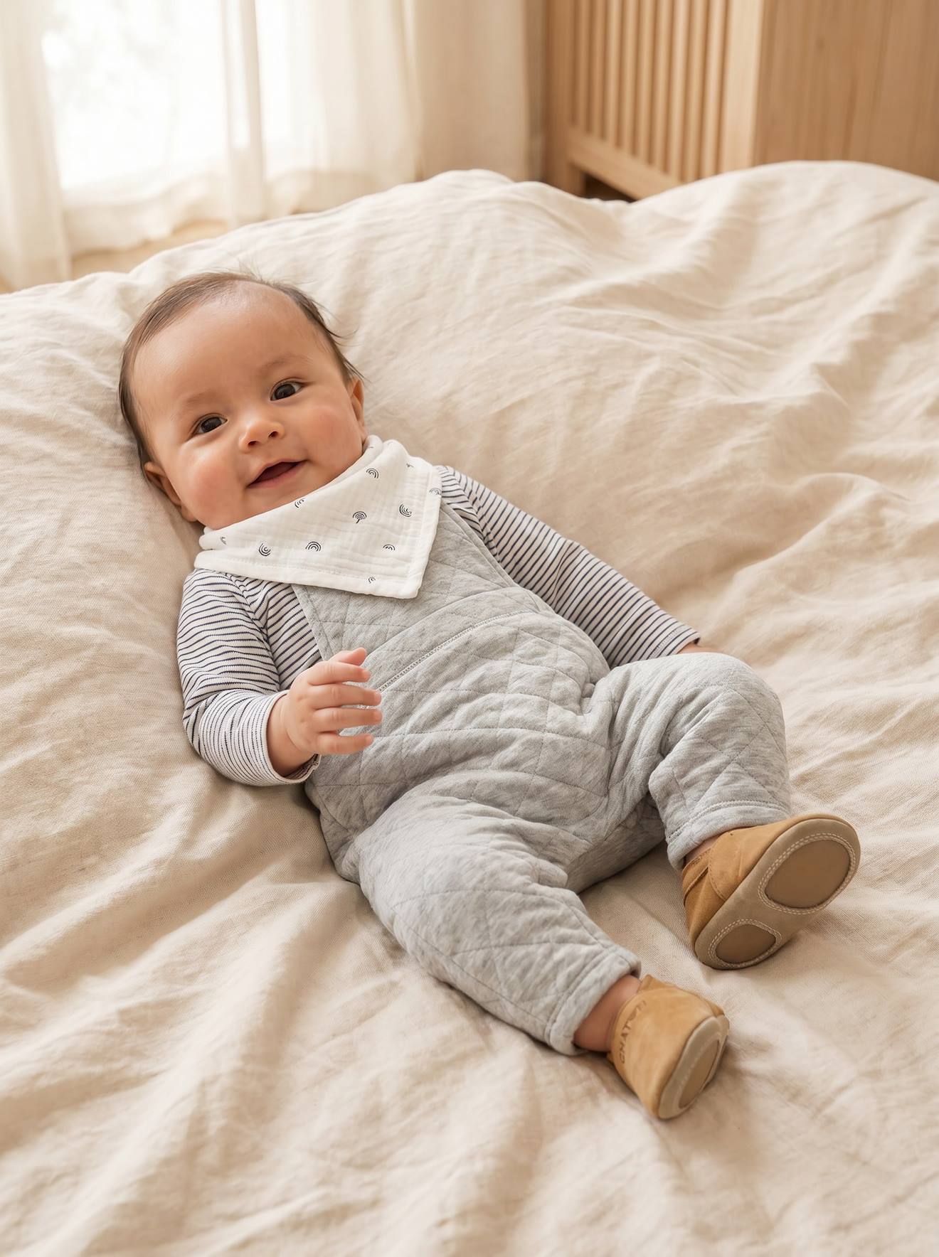 Personaliseerbare 3-delige babyset gemêleerd grijs
