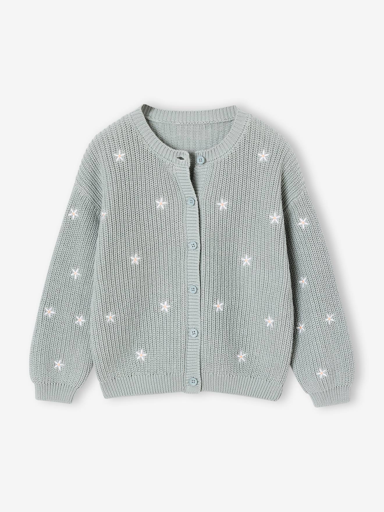 Meisjesvest met versieringen grijsblauw
