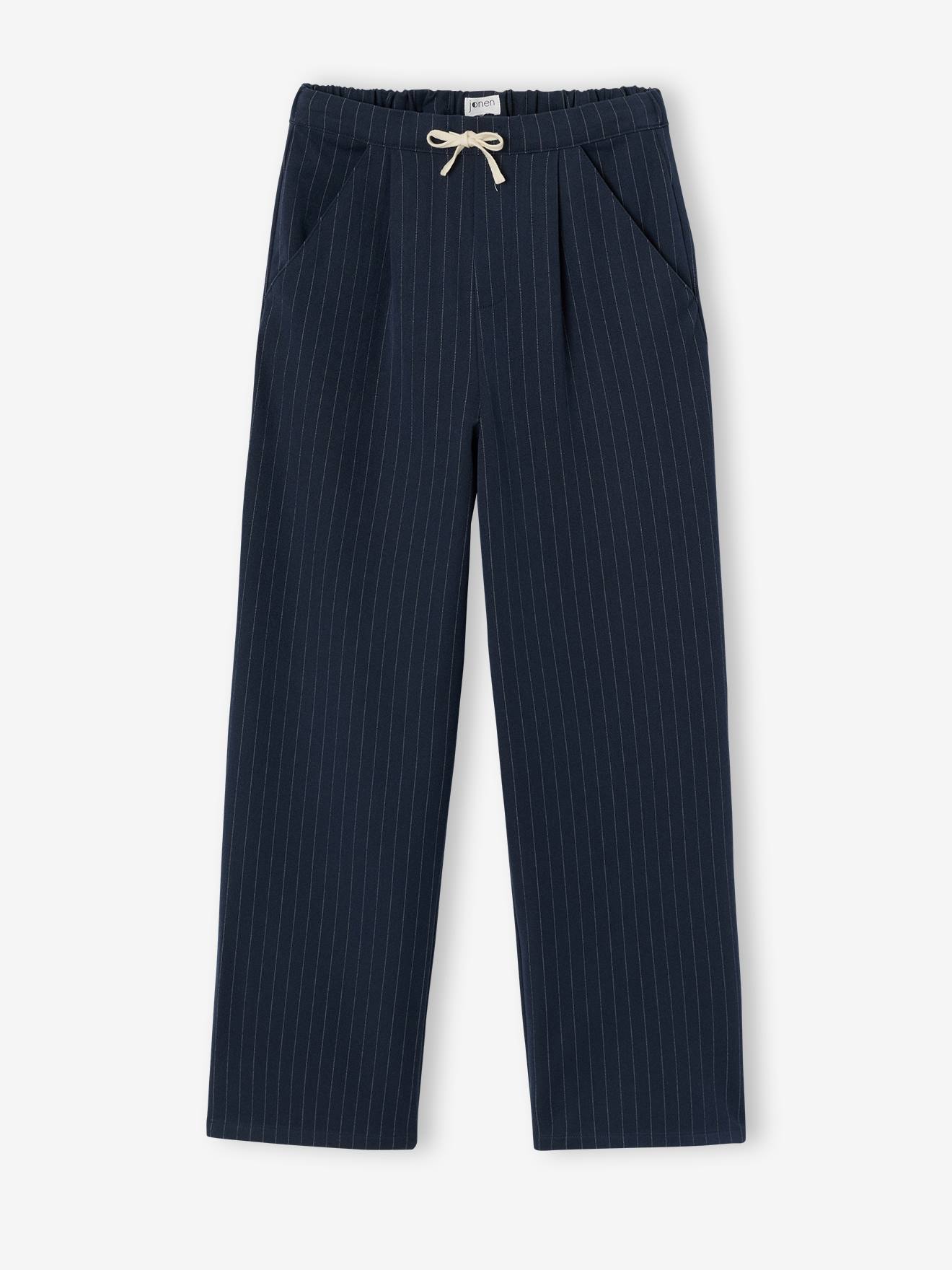 Meisjesbroek met krijtstreep marineblauw