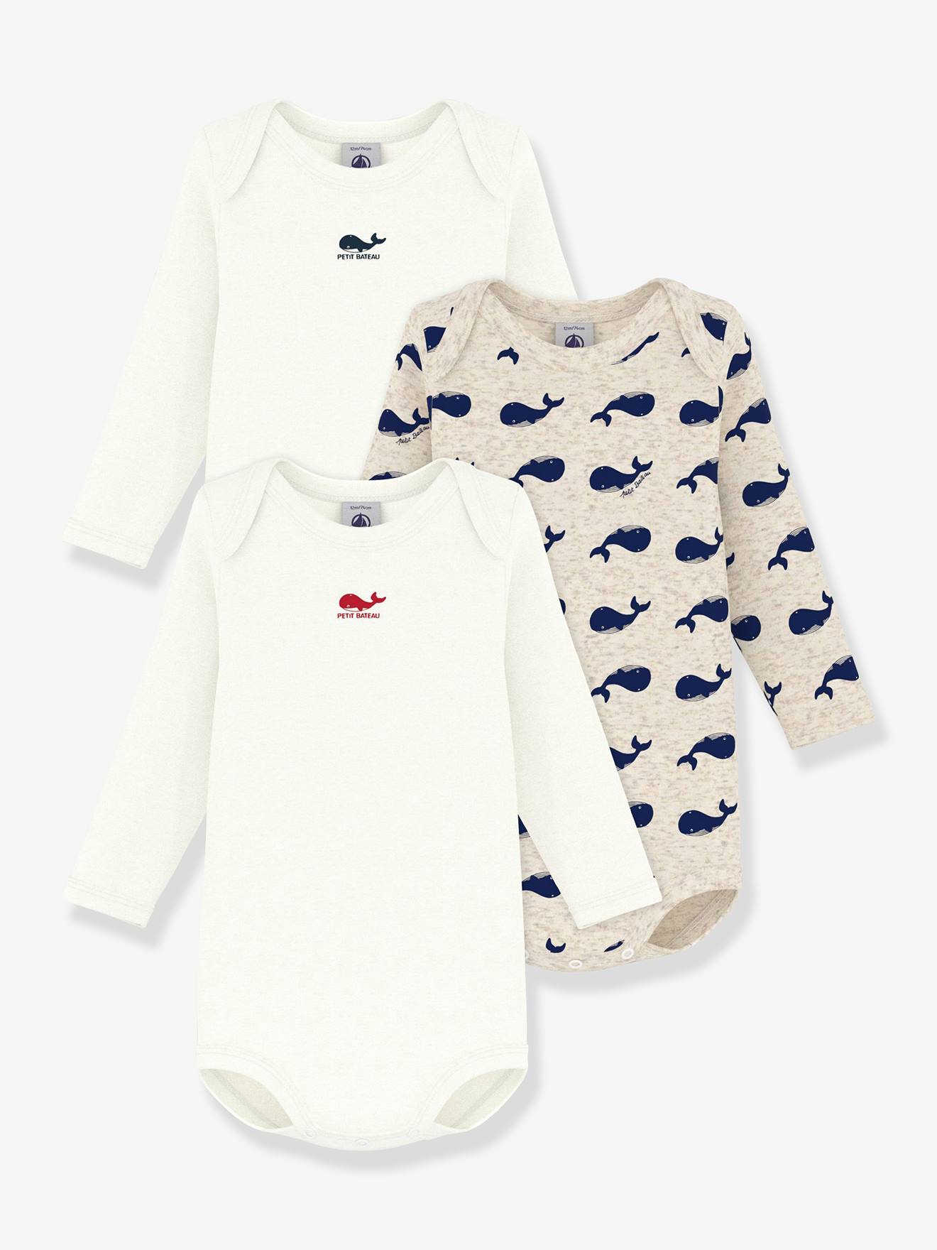 Set van 3 rompers met lange mouwen wit