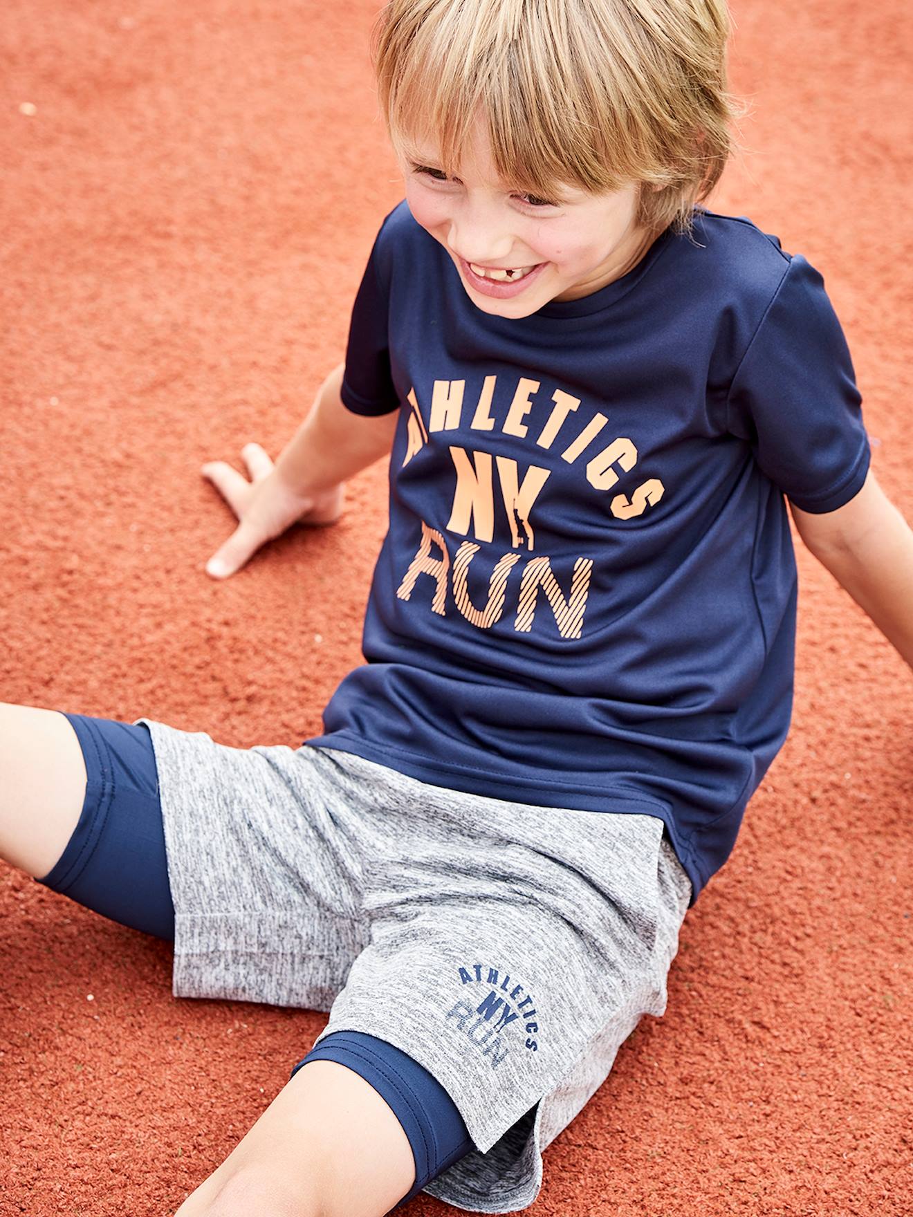 Sportieve set voor jongens met T-shirt en bermuda 2-in-1 effect inkt