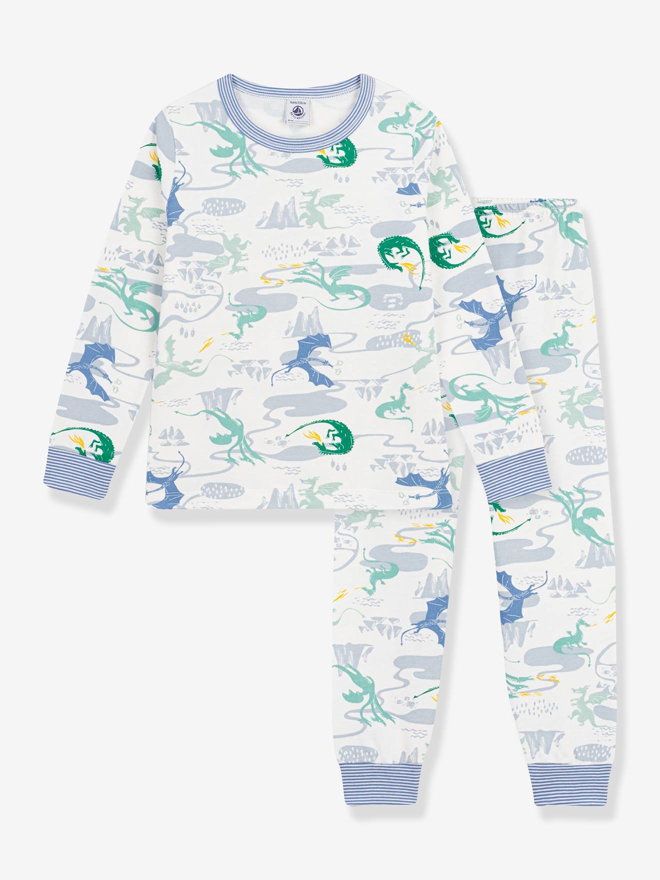 Pyjama met drakenprint wit