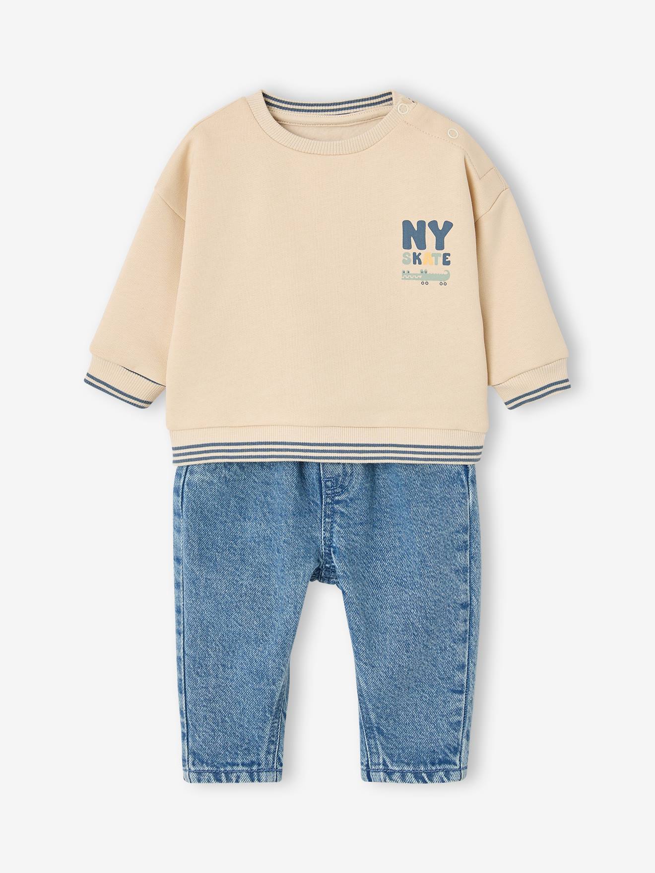 Babyset sweatshirt en jeans vanille