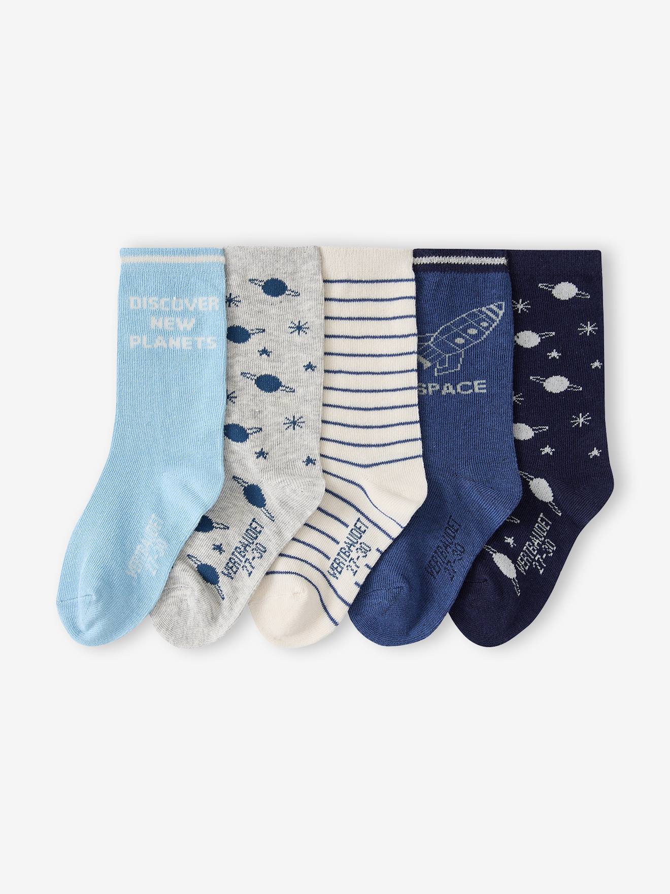 Set van 5 jongenssokken blauw