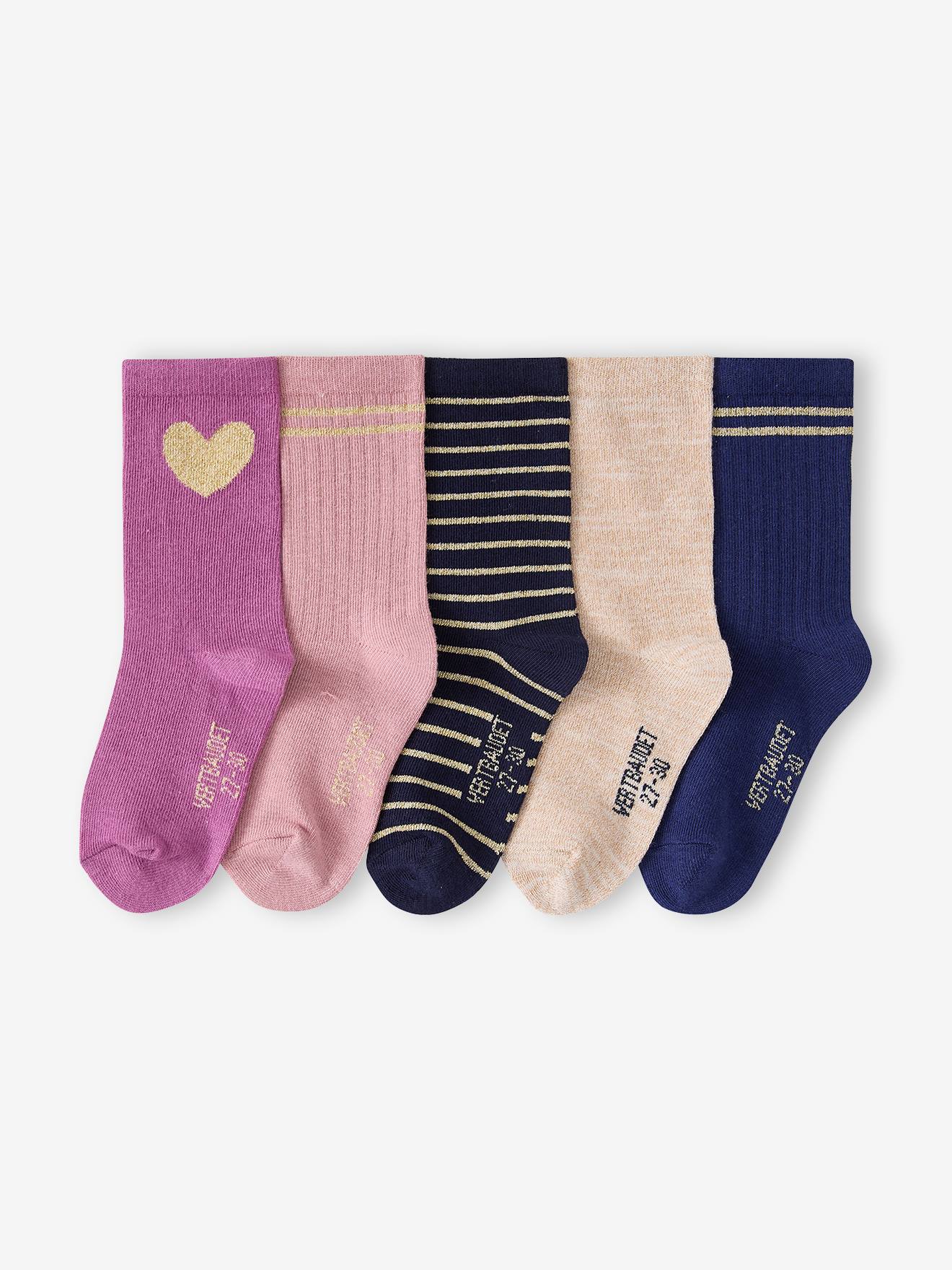 Set van 5 meisjessokken zachtpaars