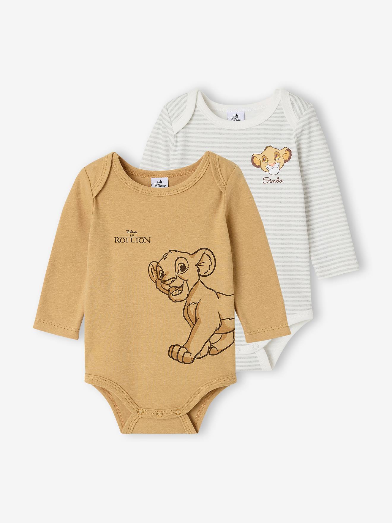 Set van 2 babyjongensrompers LION KING currygeel