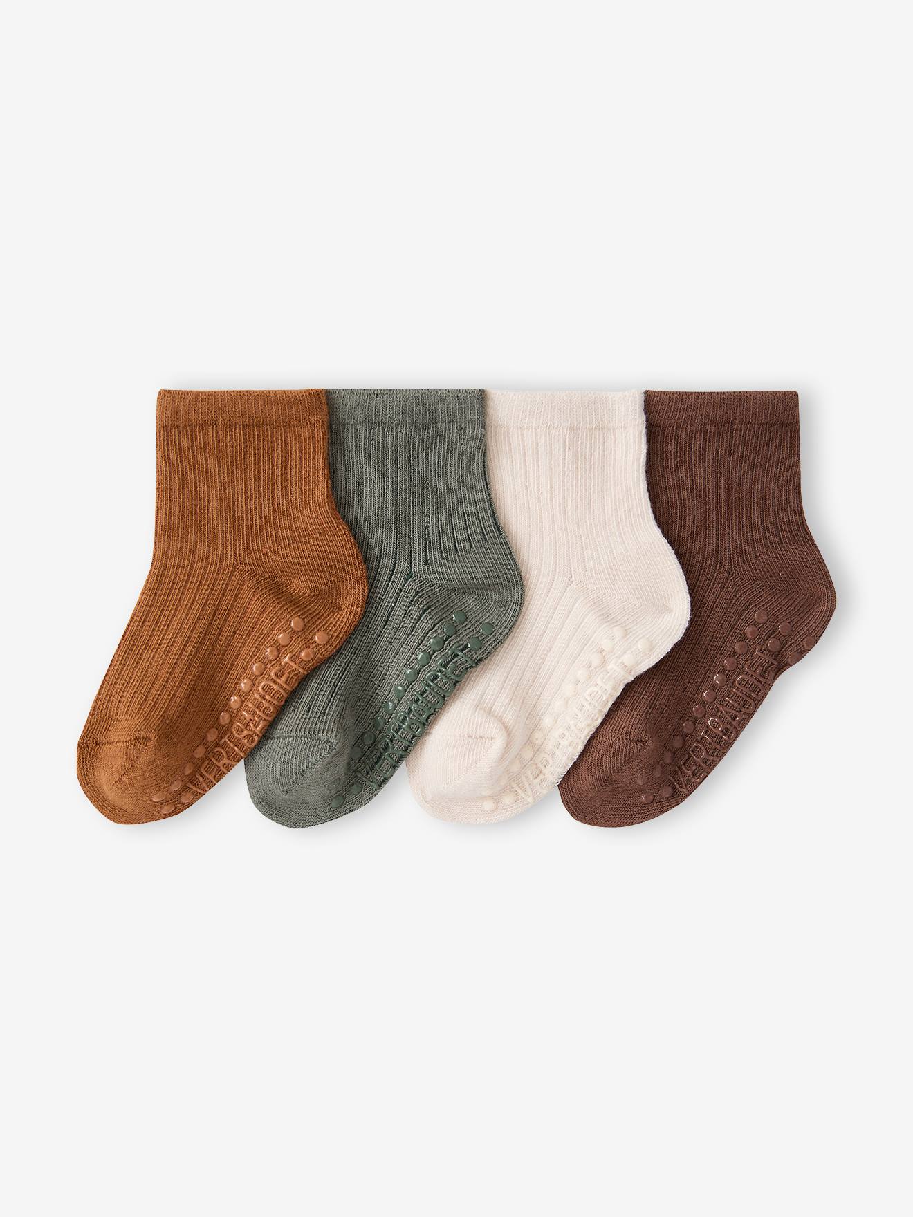 Set van 4 babysokken jongen hazelnoot