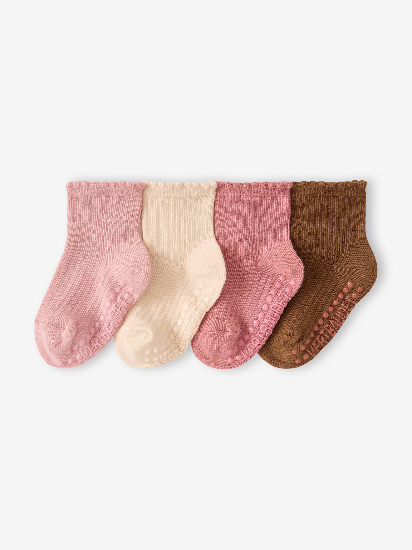 Set van 4 babysokjes voor meisjes oudroze