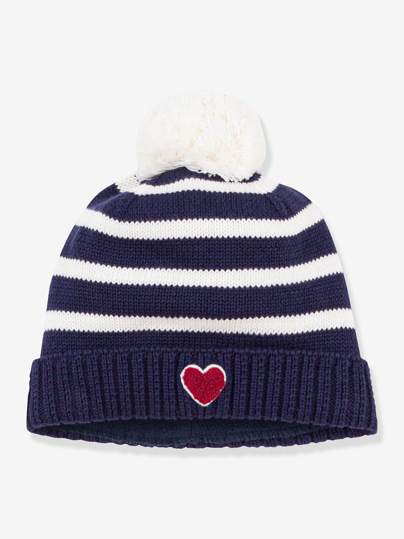 Gestreepte babymuts PETIT BATEAU marineblauw