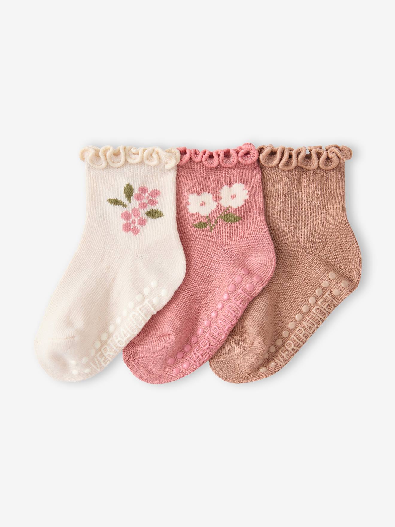 Set van 3 babysokjes voor meisjes rozenhout