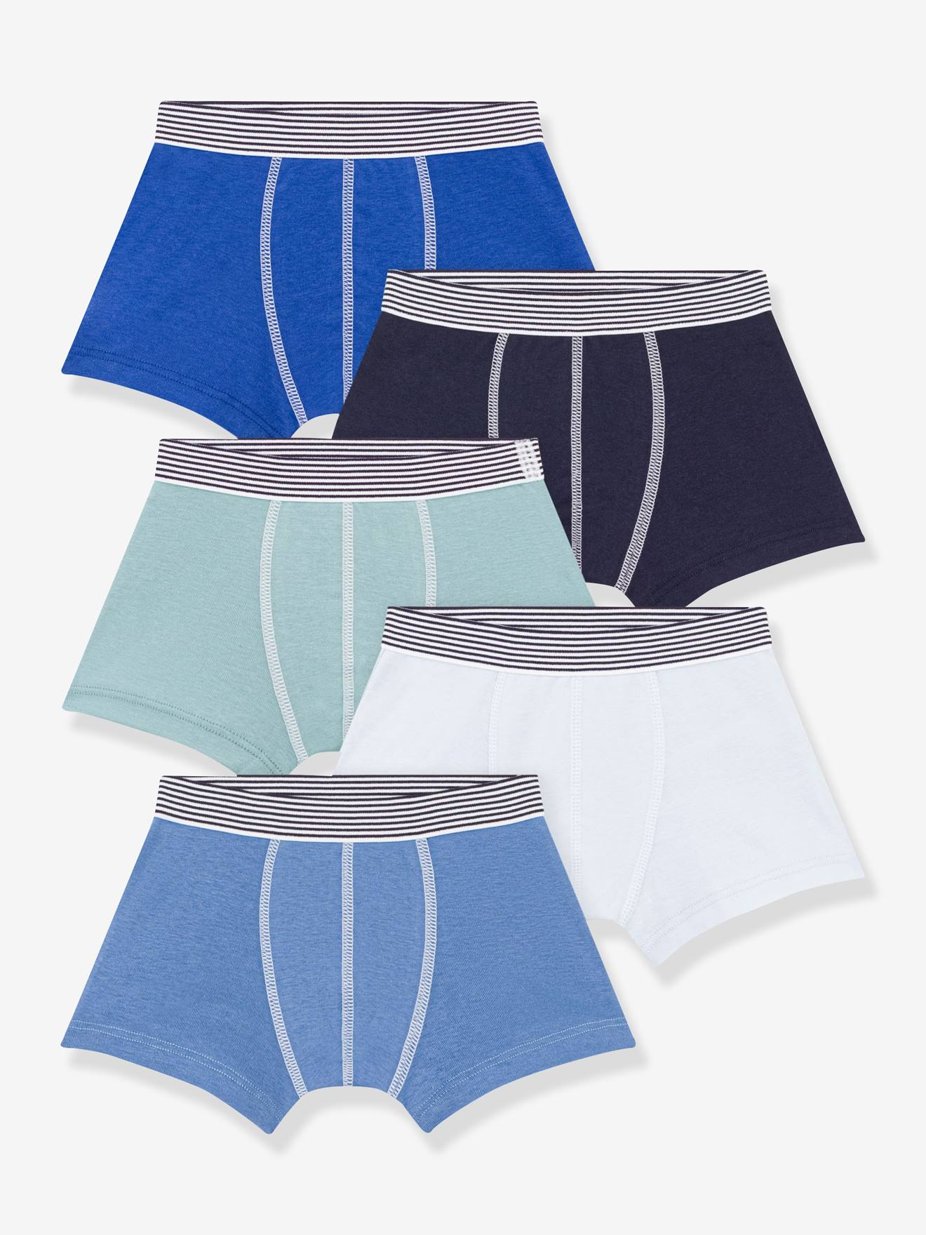 Set van 5 boxers PETIT BATEAU blauw