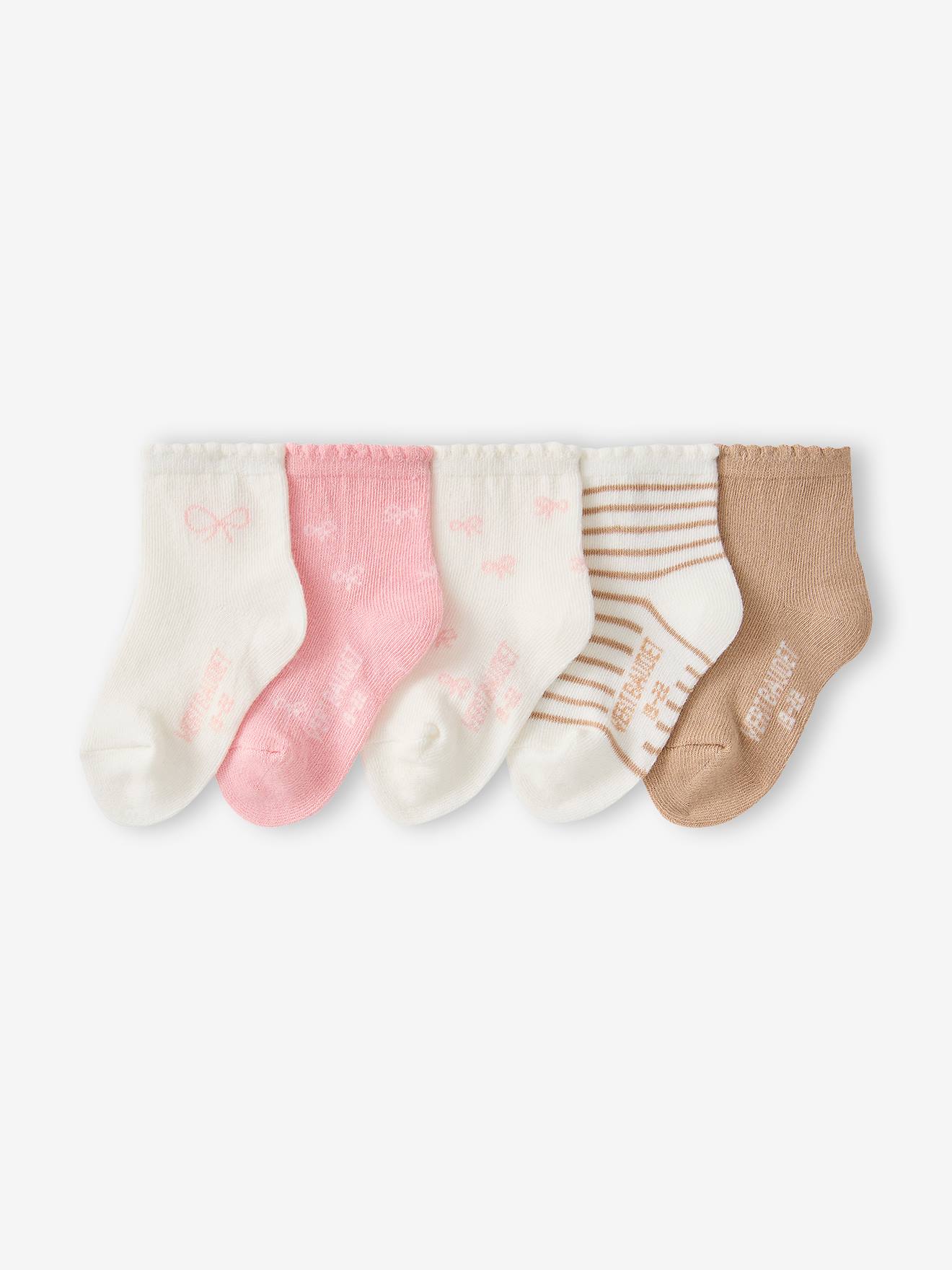 Set van 5 babysokjes voor meisjes ecru