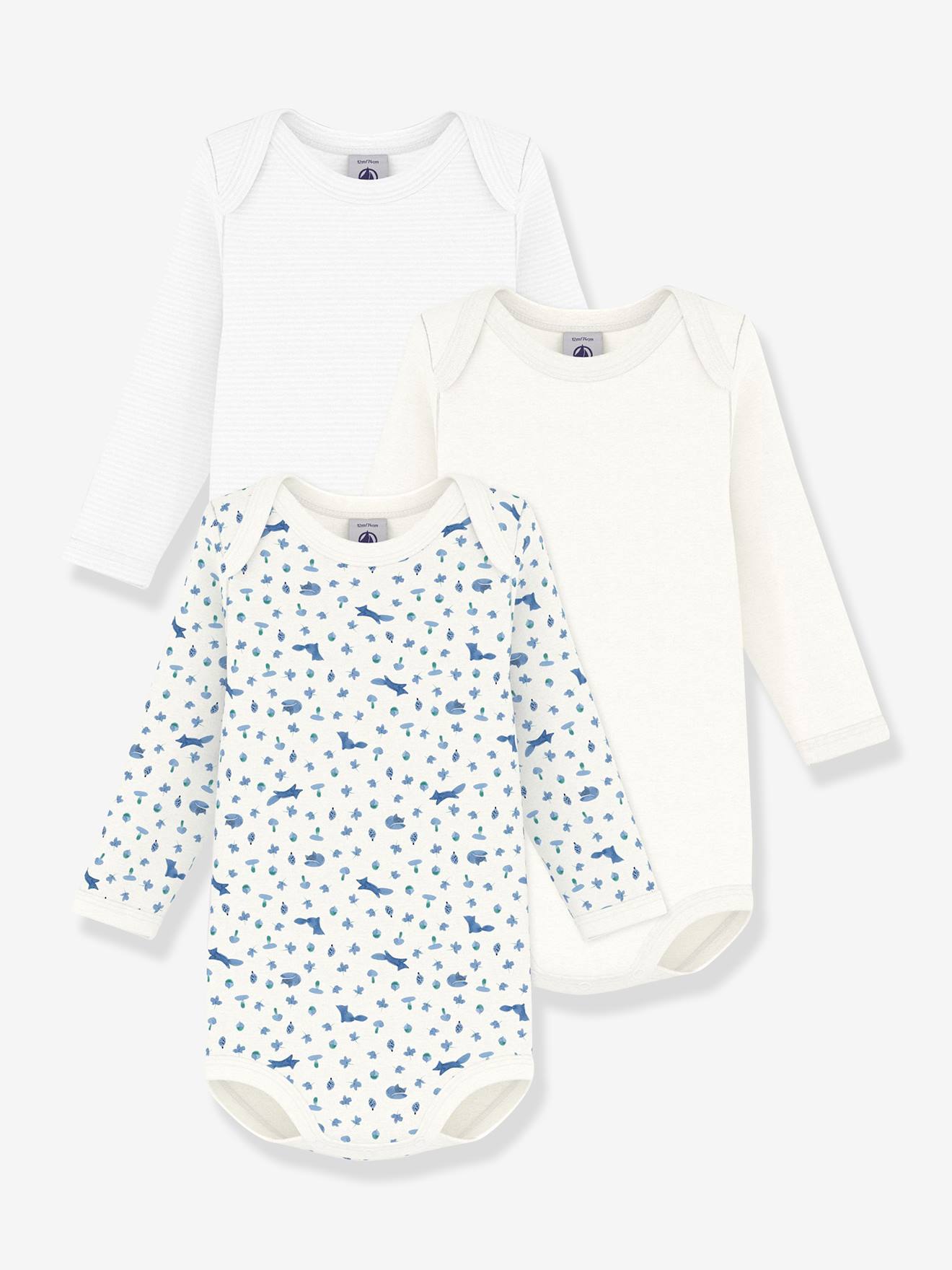 Set van 3 rompertjes PETIT BATEAU blauw