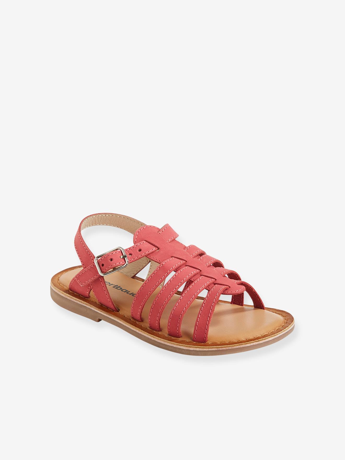 Leren sandalen met gespen voor meisjes roze