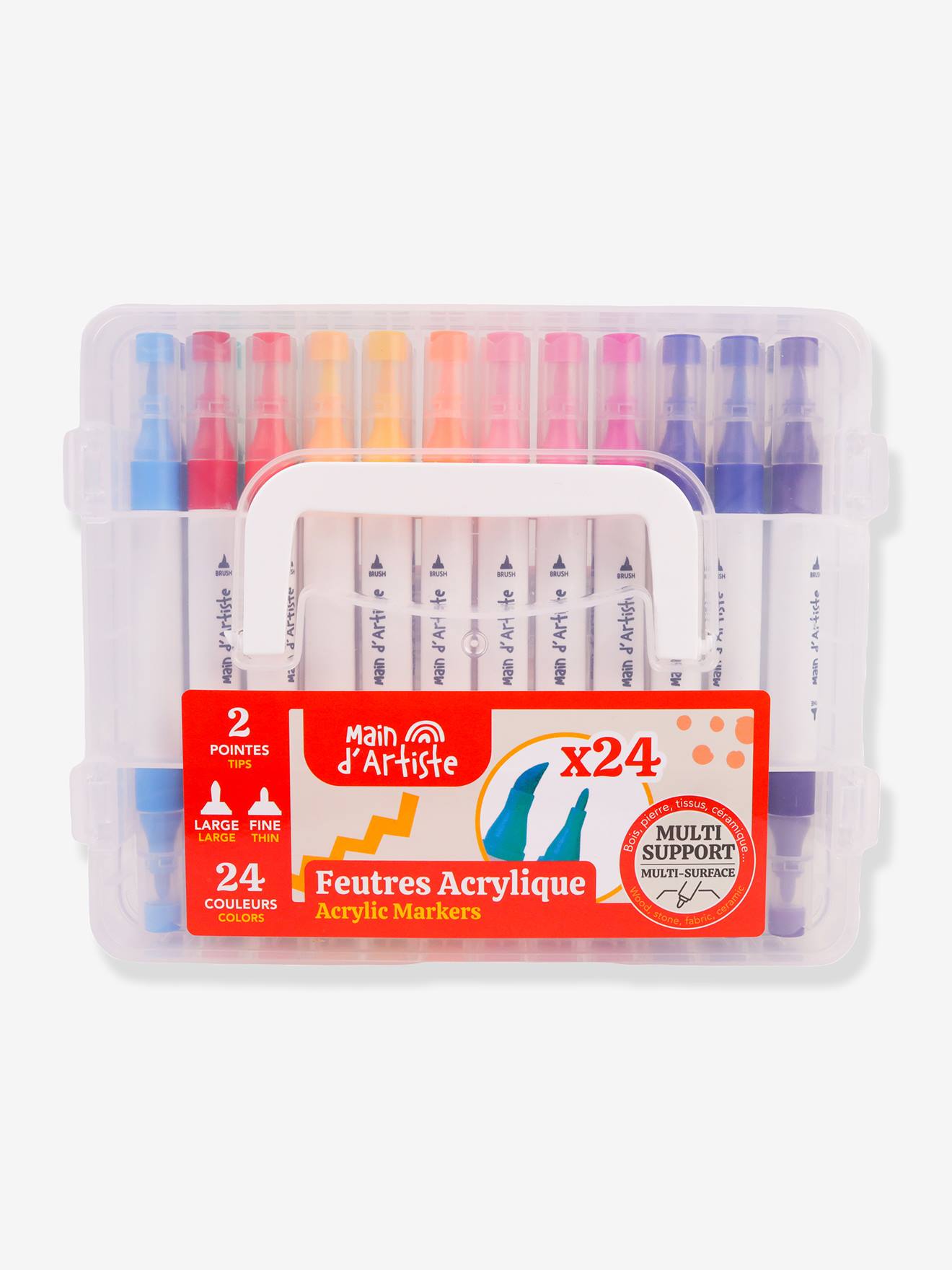 24 dubbelpuntige acrylstiften meerkleurig