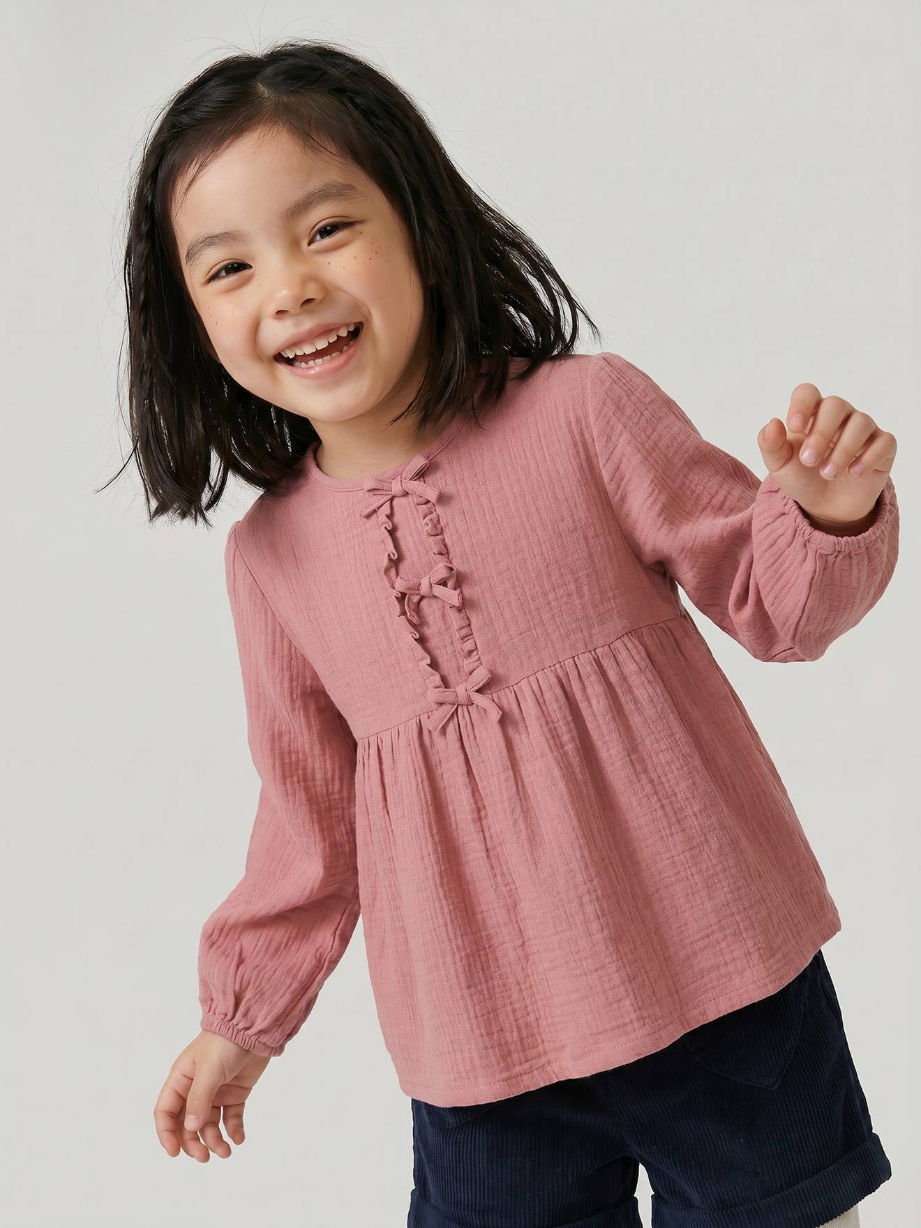 Meisjesblouse met lange mouwen rouge