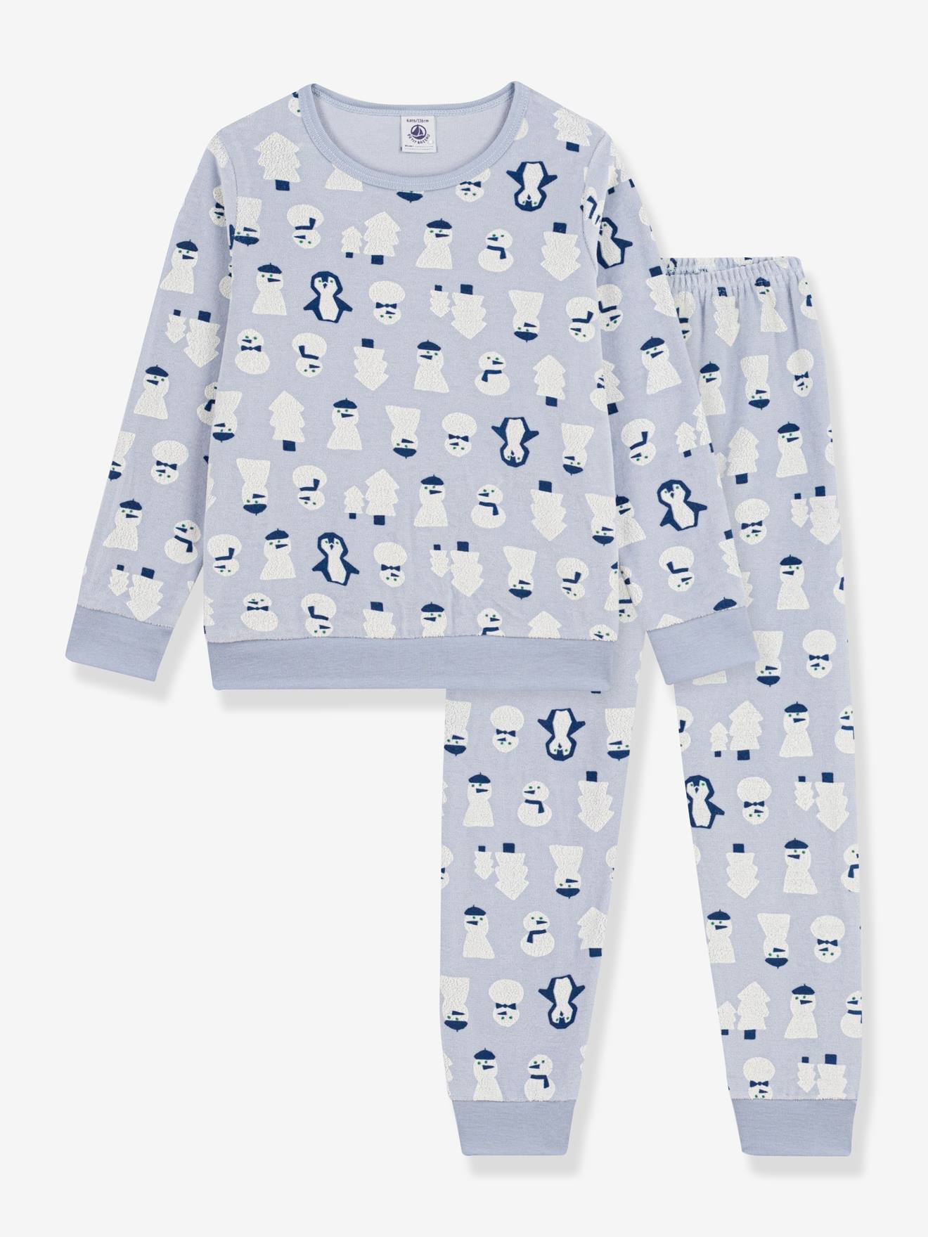 Pyjama met sneeuwpoppenprint lichtblauw