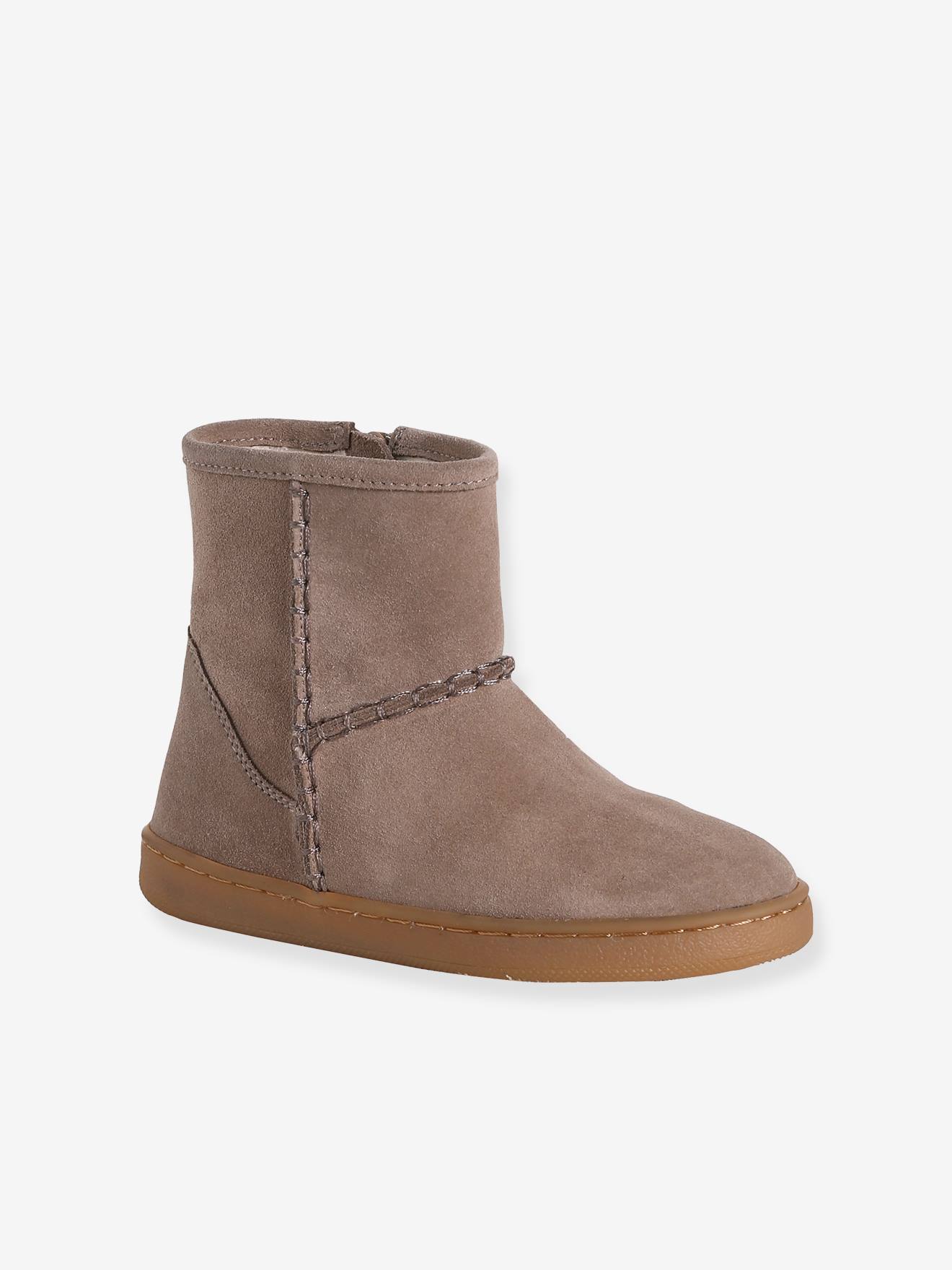 Leren meisjesboots met rits taupe